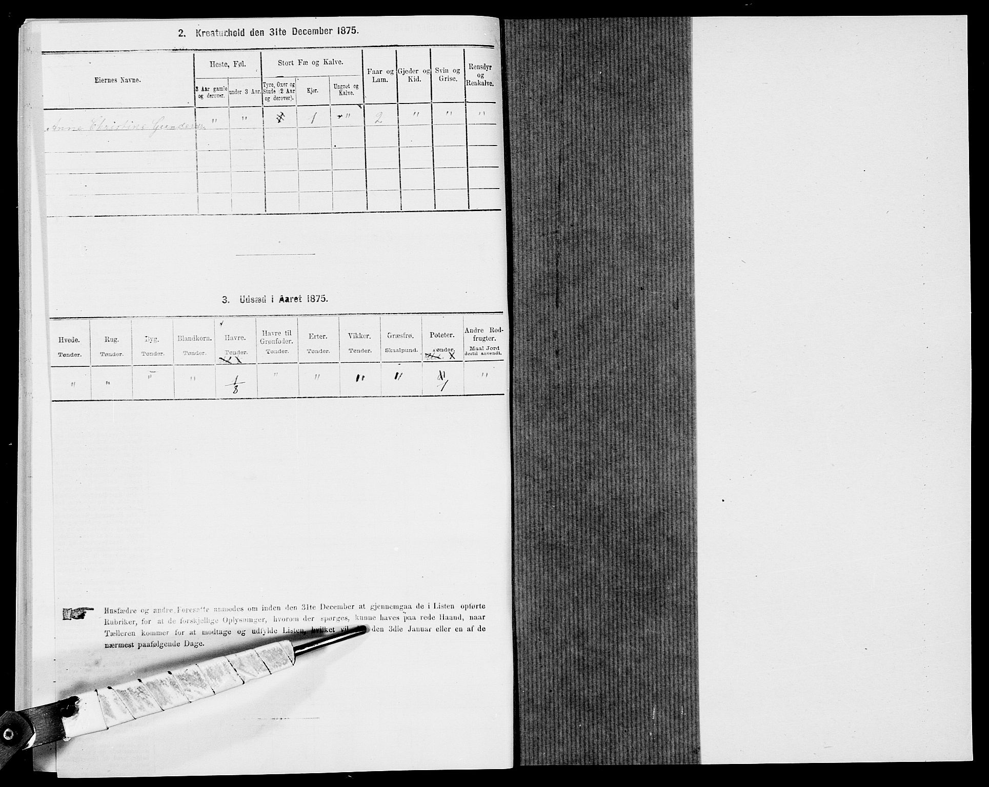 SAK, 1875 census for 1018P Søgne, 1875, p. 998