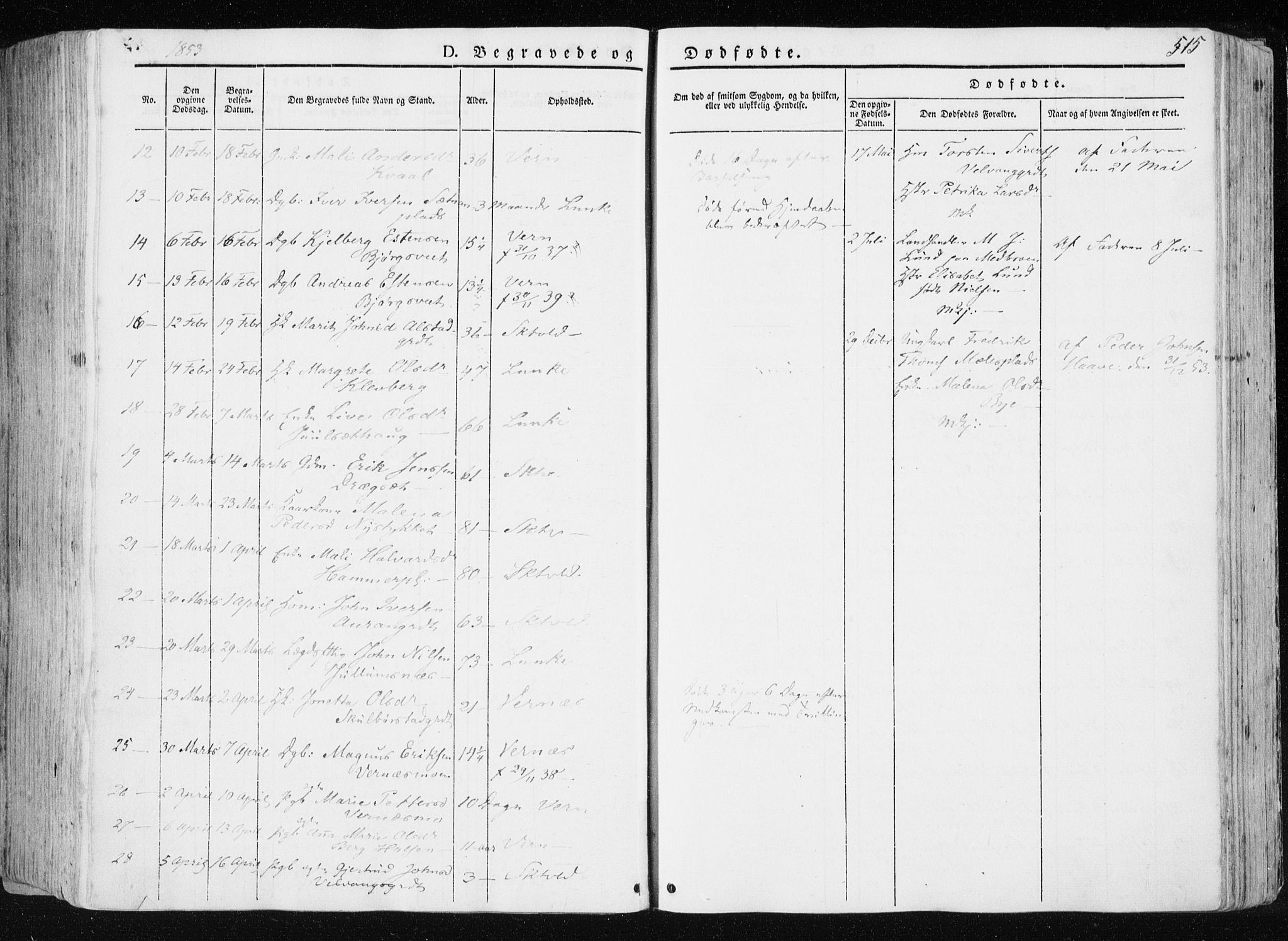 Ministerialprotokoller, klokkerbøker og fødselsregistre - Nord-Trøndelag, SAT/A-1458/709/L0074: Parish register (official) no. 709A14, 1845-1858, p. 515