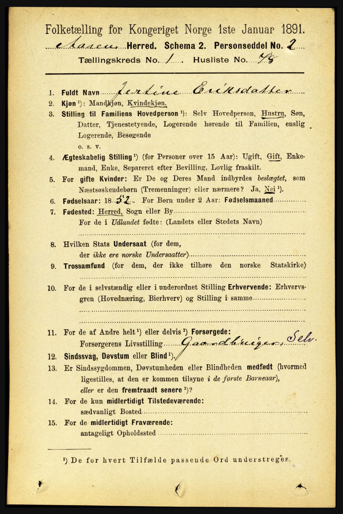 RA, 1891 census for 1716 Åsen, 1891, p. 549