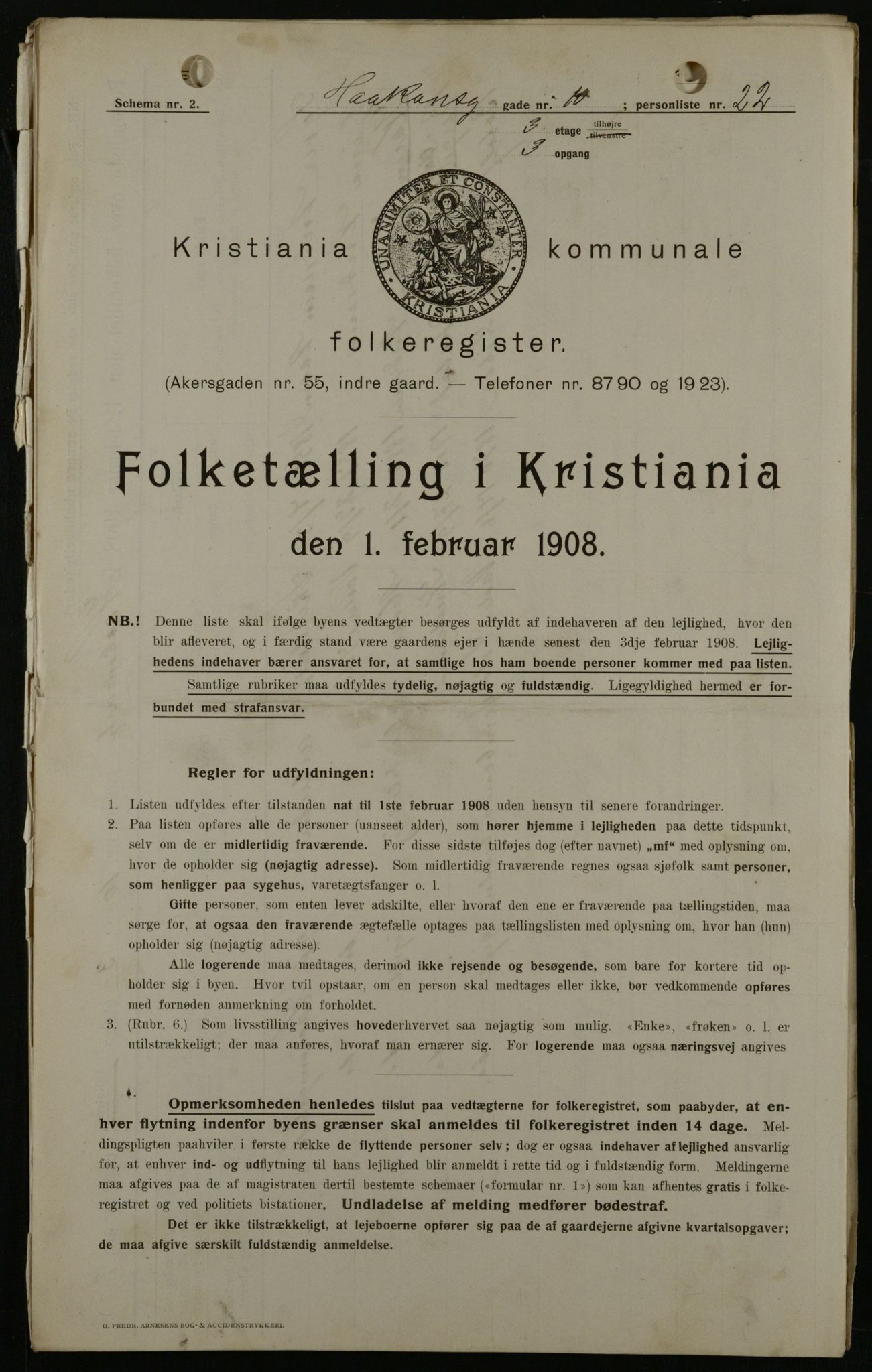 OBA, Municipal Census 1908 for Kristiania, 1908, p. 38451