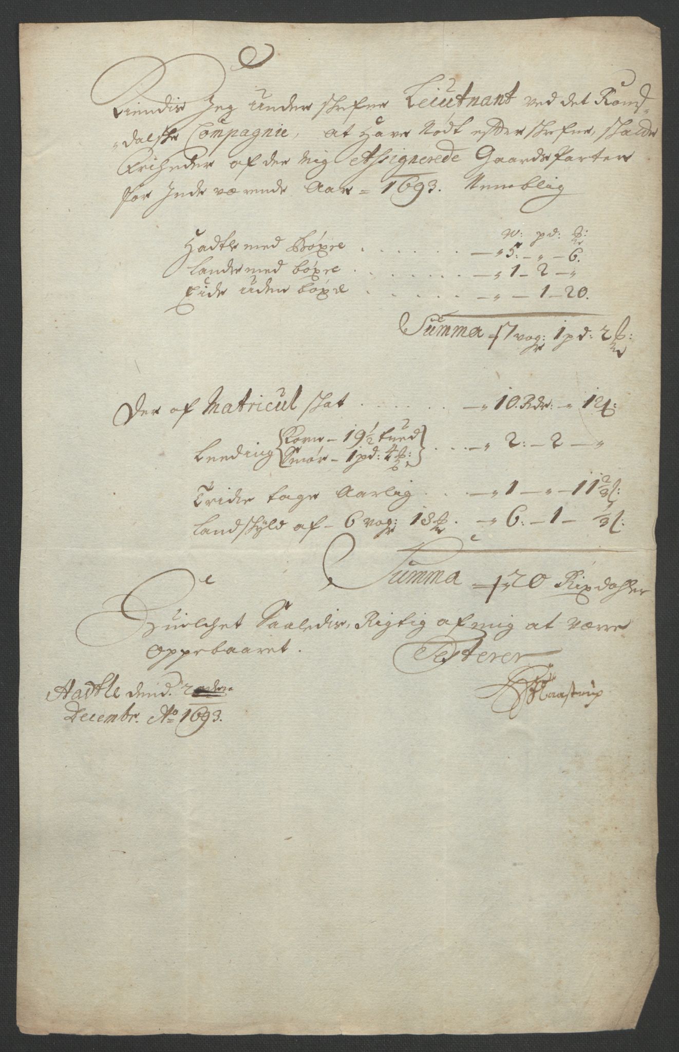 Rentekammeret inntil 1814, Reviderte regnskaper, Fogderegnskap, RA/EA-4092/R55/L3651: Fogderegnskap Romsdal, 1693-1694, p. 151