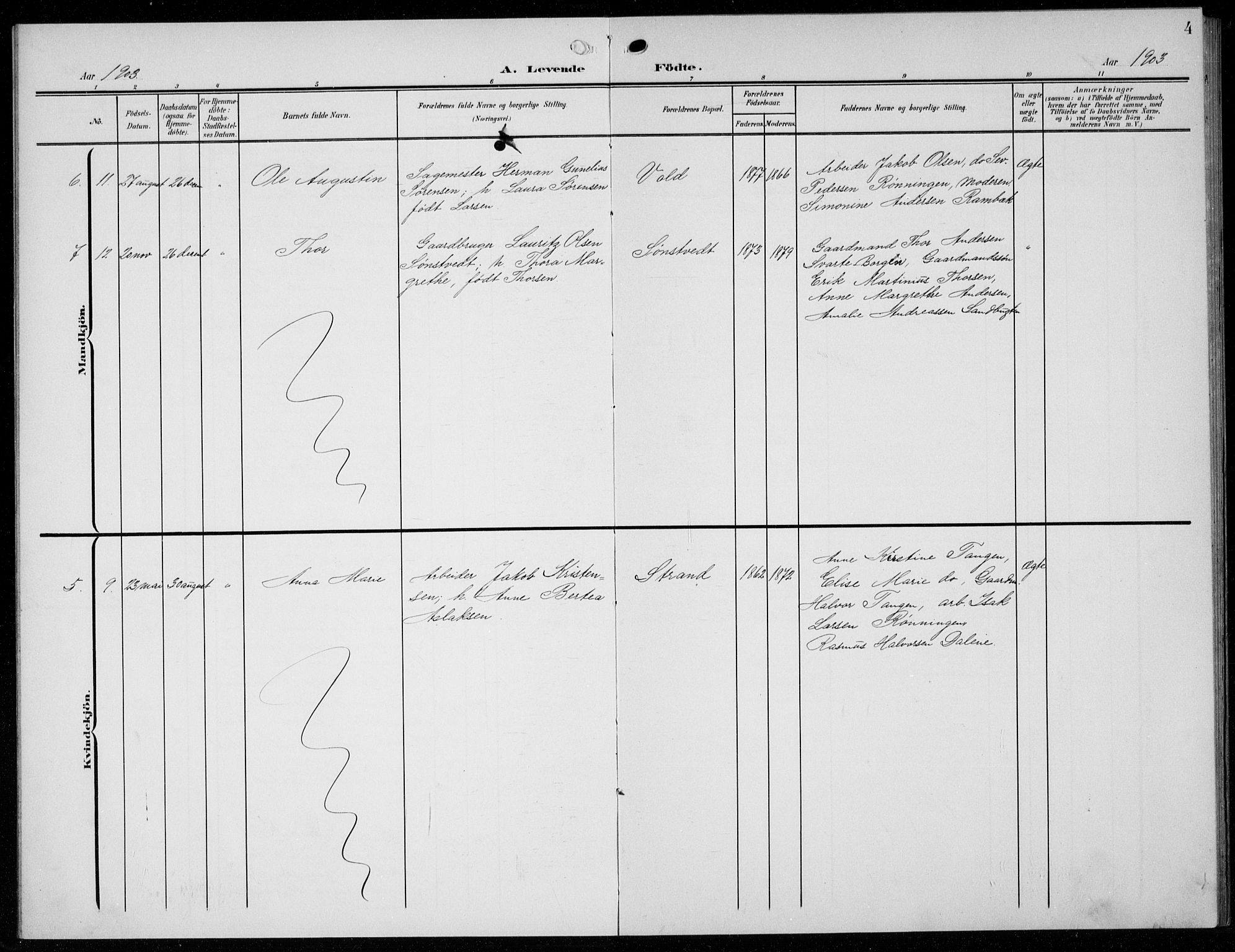 Solum kirkebøker, AV/SAKO-A-306/G/Gc/L0002: Parish register (copy) no. III 2, 1902-1934, p. 4