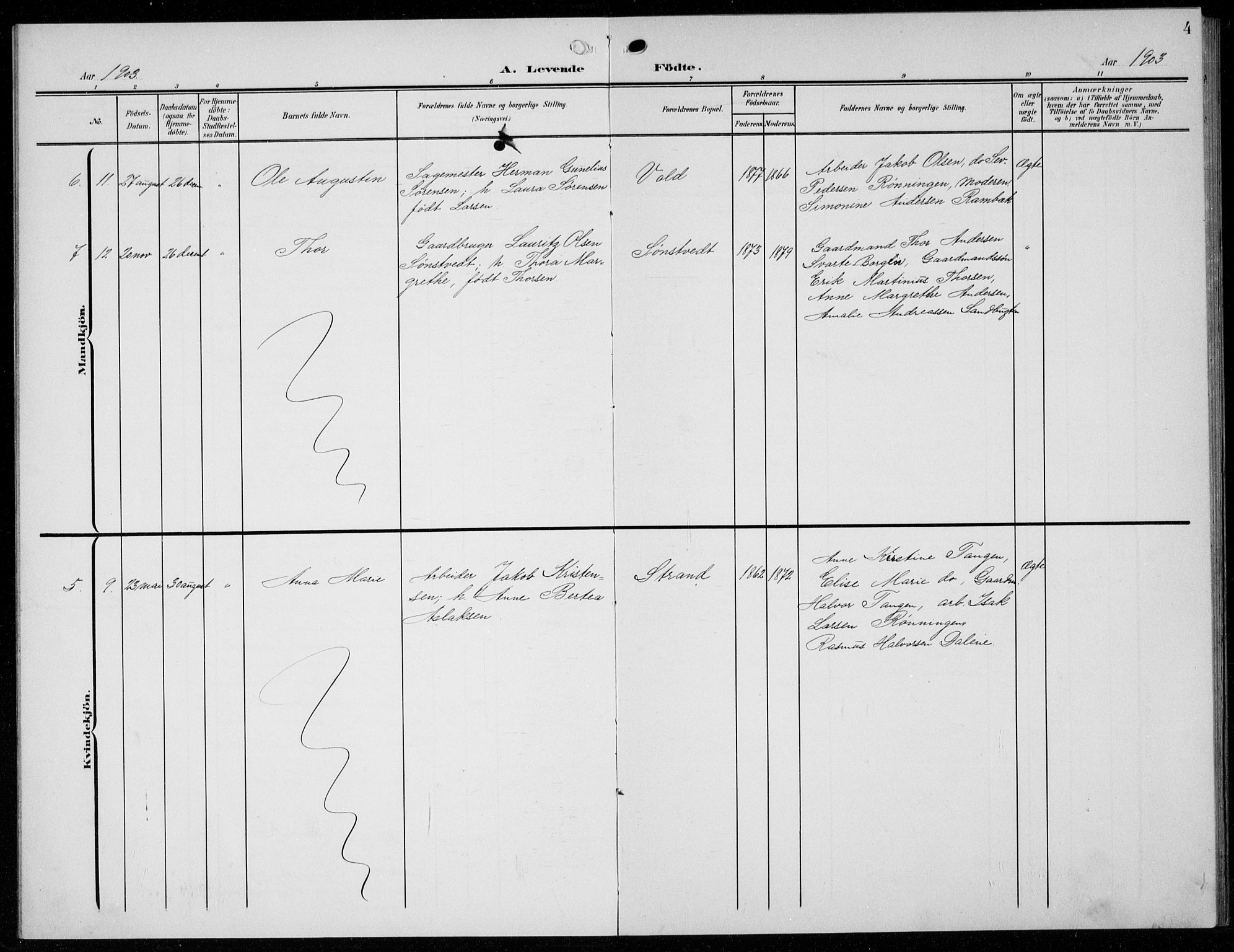 Solum kirkebøker, SAKO/A-306/G/Gc/L0002: Parish register (copy) no. III 2, 1902-1934, p. 4