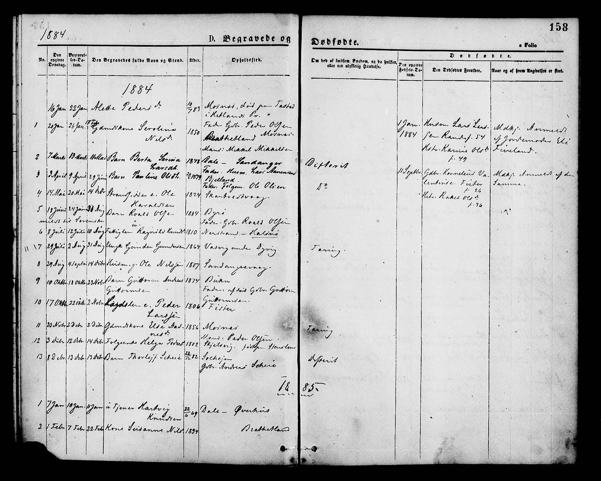 Hjelmeland sokneprestkontor, SAST/A-101843/01/IV/L0013: Parish register (official) no. A 13, 1872-1886, p. 158