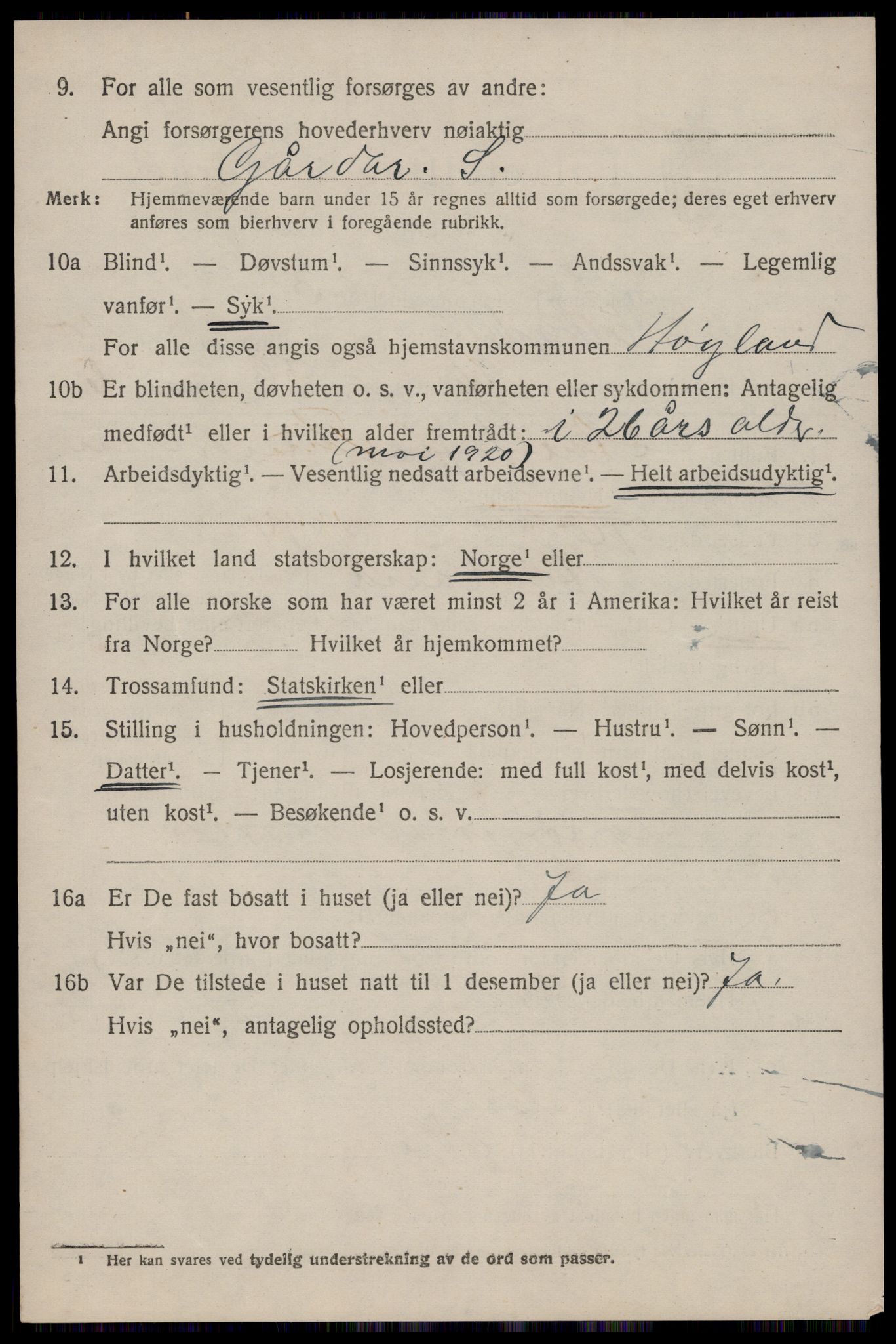 SAST, 1920 census for Høyland, 1920, p. 13989