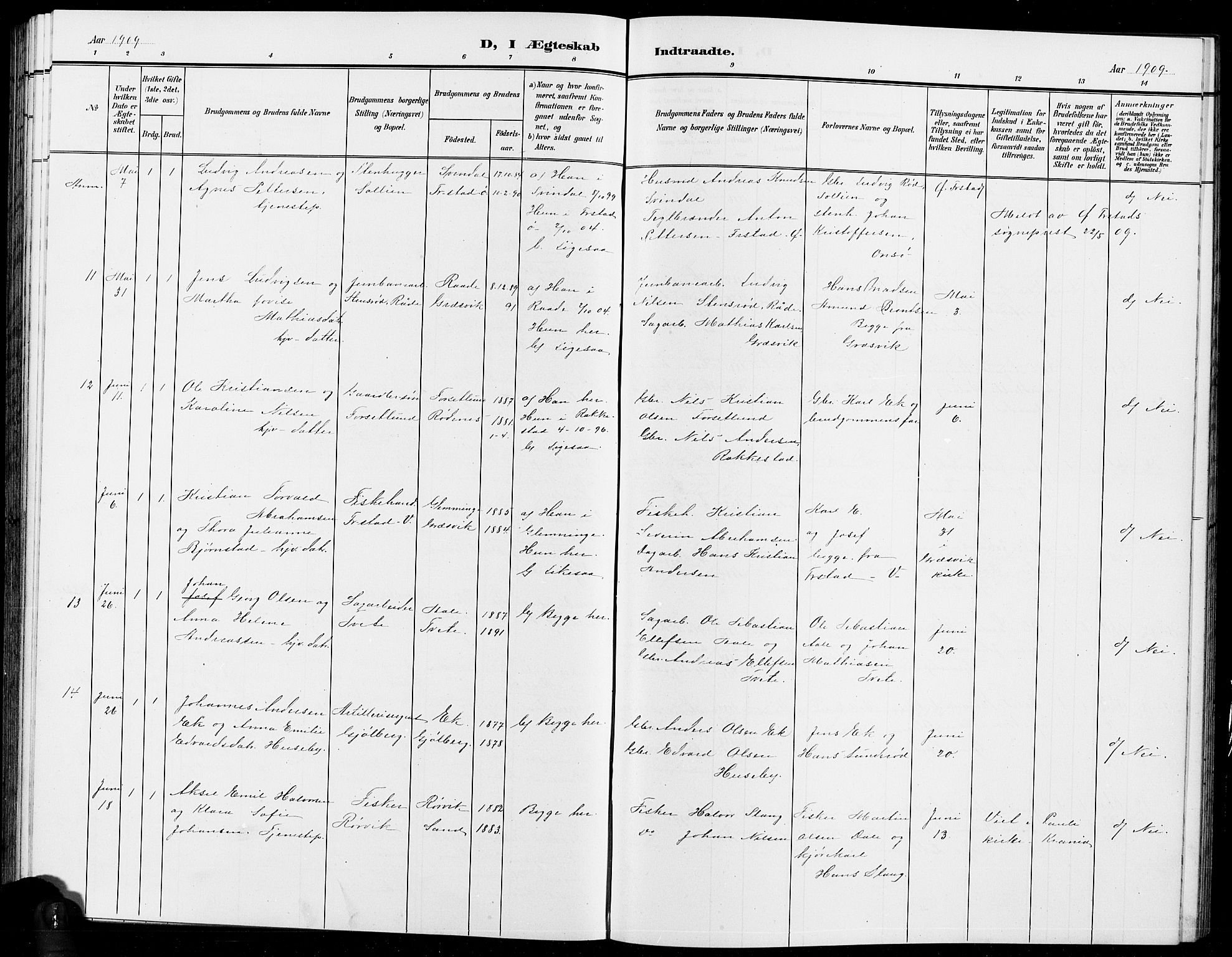 Onsøy prestekontor Kirkebøker, AV/SAO-A-10914/G/Ga/L0002: Parish register (copy) no. I 2, 1903-1909