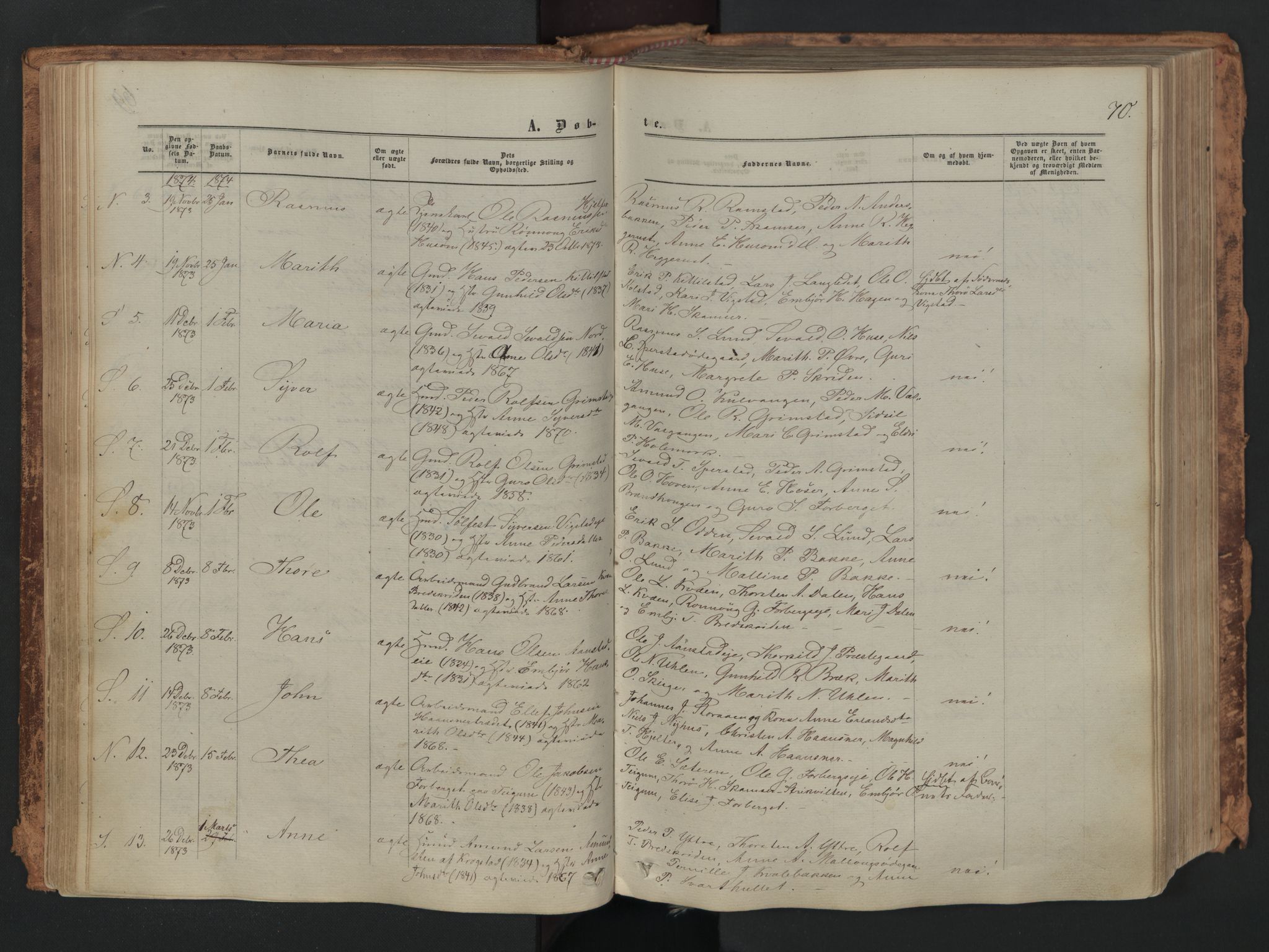Skjåk prestekontor, SAH/PREST-072/H/Ha/Haa/L0001: Parish register (official) no. 1, 1863-1879, p. 70