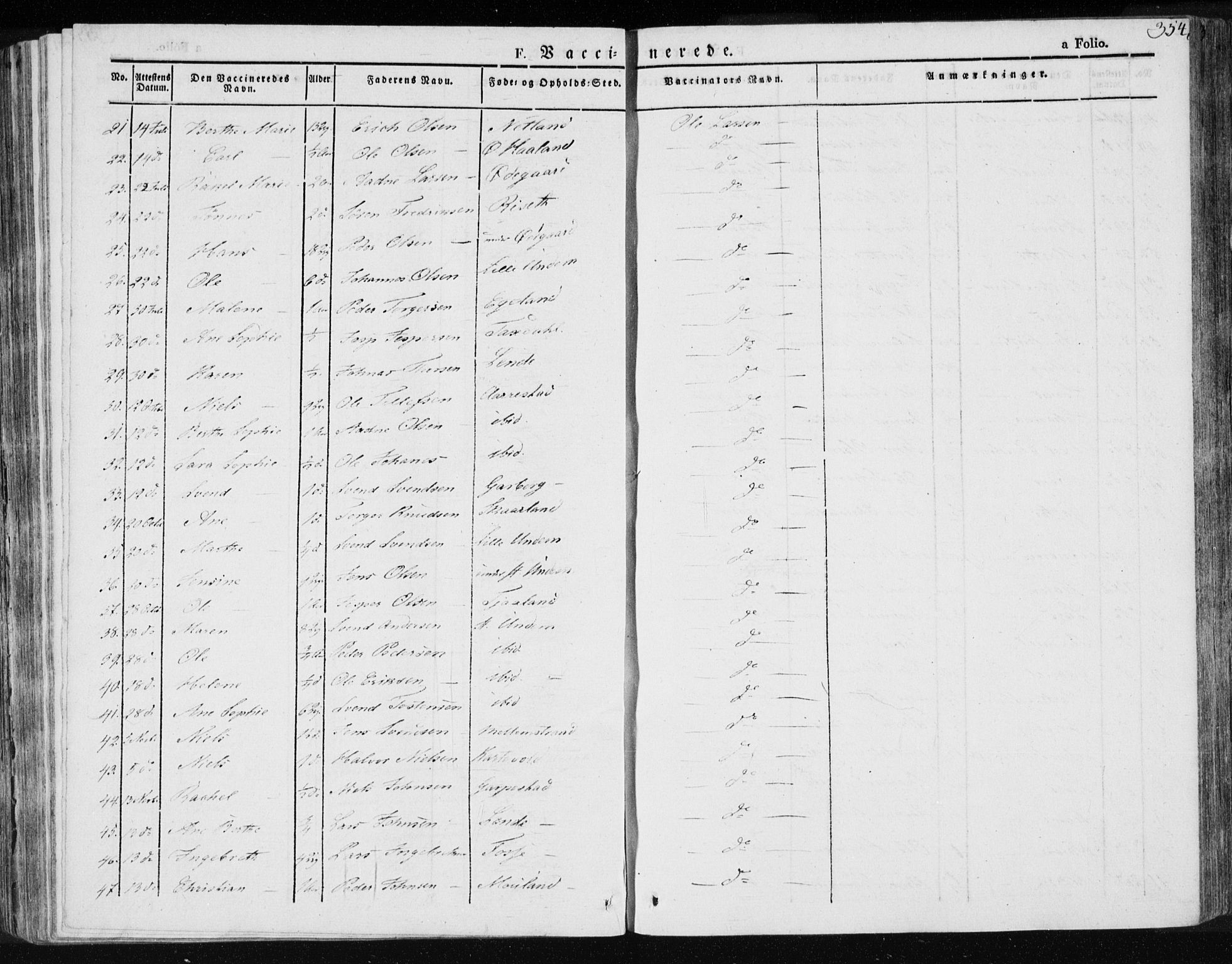 Lye sokneprestkontor, AV/SAST-A-101794/001/30BA/L0004: Parish register (official) no. A 4, 1826-1841, p. 354