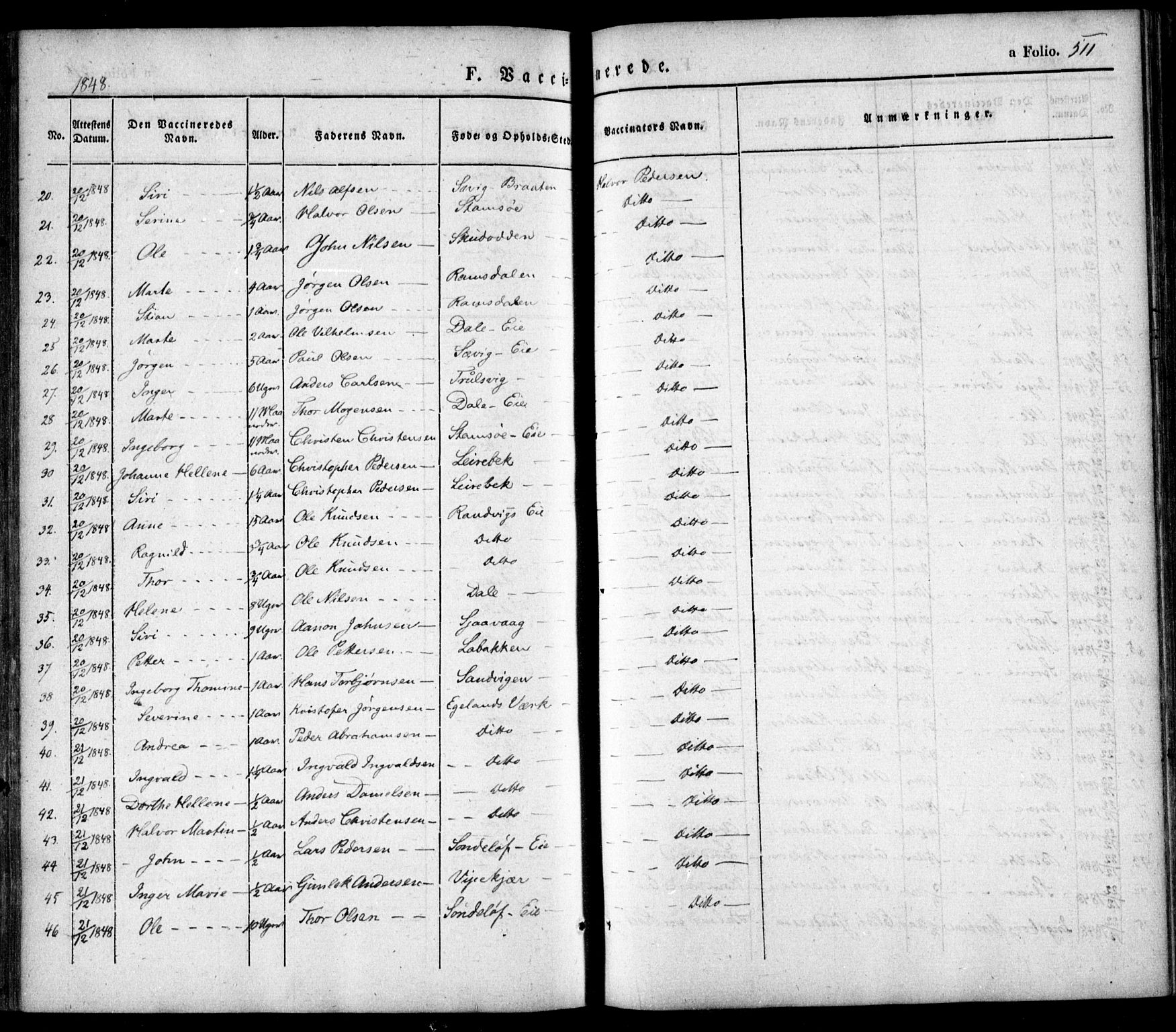 Søndeled sokneprestkontor, SAK/1111-0038/F/Fa/L0002: Parish register (official) no. A 2, 1839-1860, p. 511