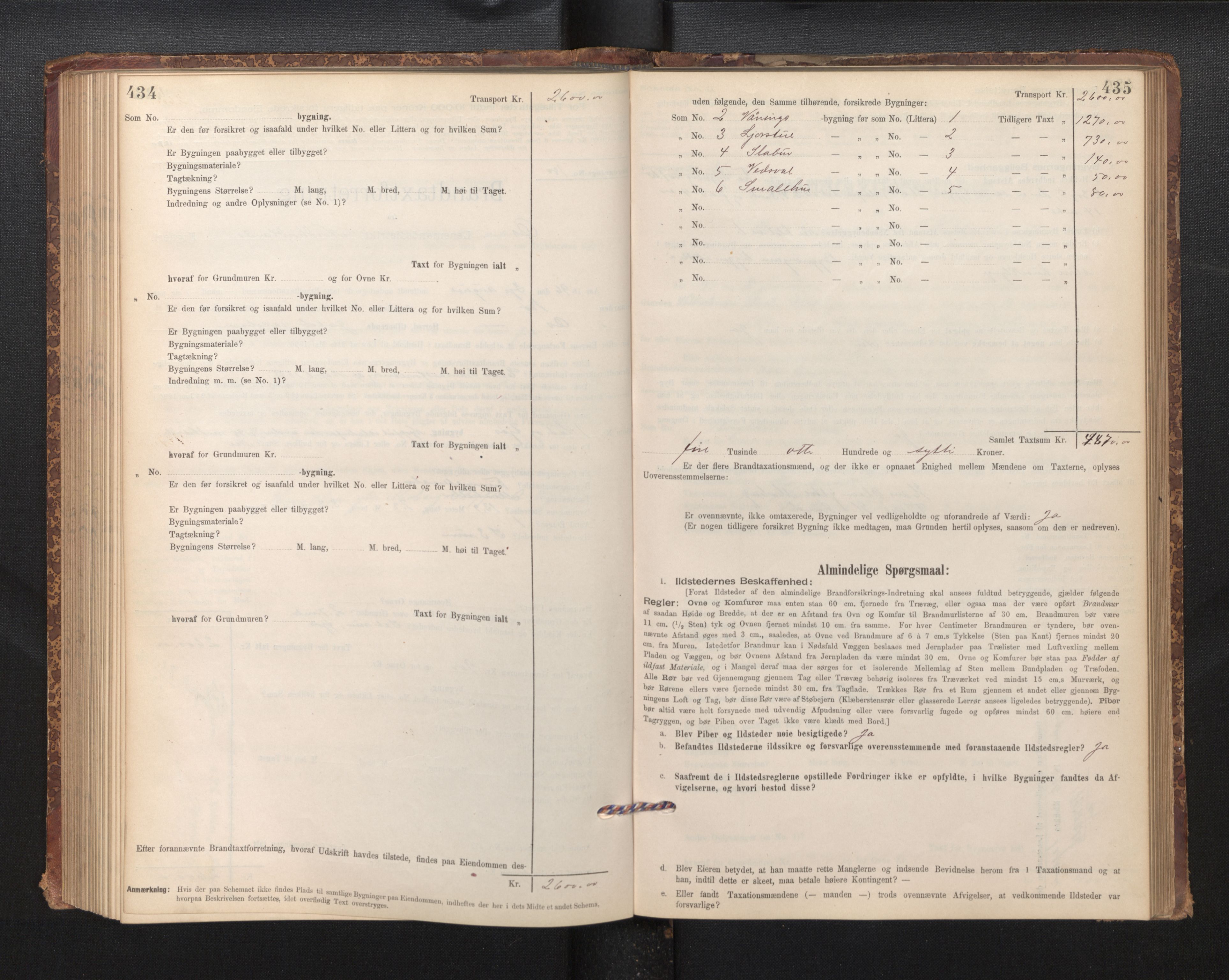 Lensmannen i Os, AV/SAB-A-34101/0012/L0008: Branntakstprotokoll, skjematakst, 1894-1915, p. 434-435