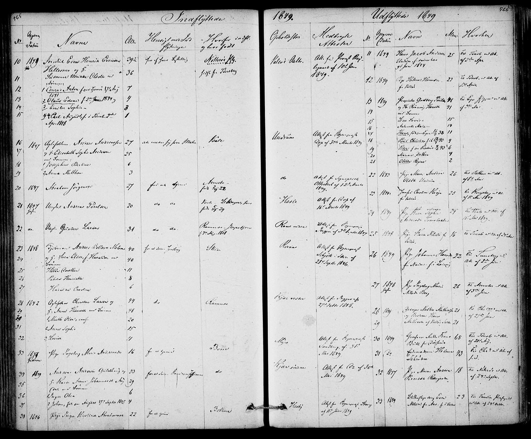 Sem kirkebøker, AV/SAKO-A-5/F/Fa/L0006: Parish register (official) no. I 6, 1843-1855, p. 565-566