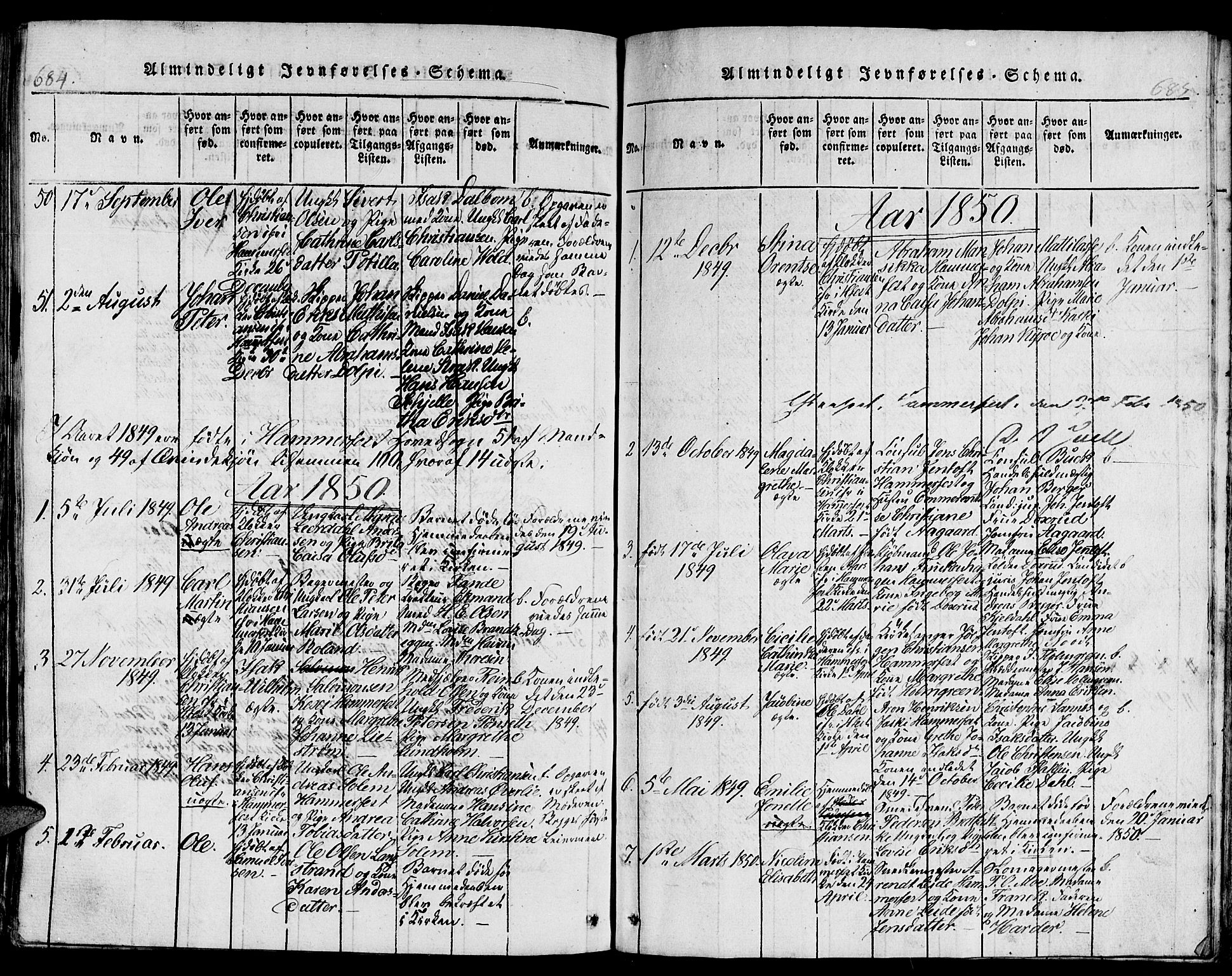Hammerfest sokneprestkontor, AV/SATØ-S-1347/H/Hb/L0001.klokk: Parish register (copy) no. 1, 1822-1850, p. 684-685