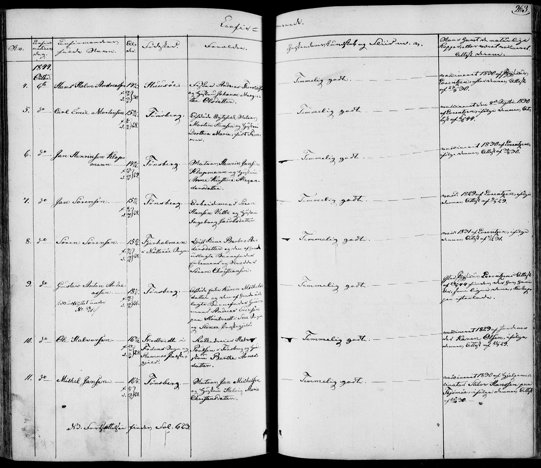 Tønsberg kirkebøker, AV/SAKO-A-330/F/Fa/L0006: Parish register (official) no. I 6, 1836-1844, p. 263