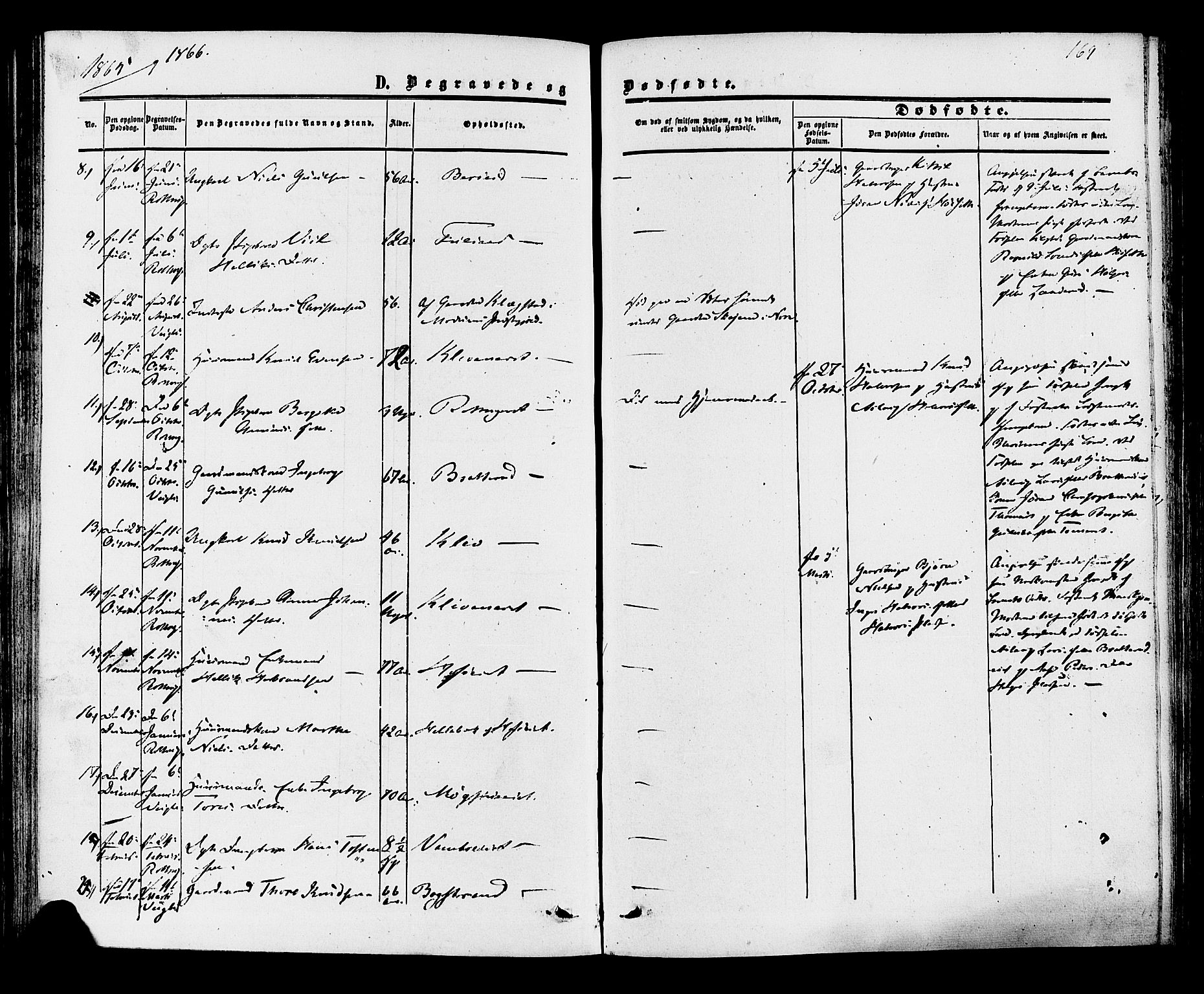 Rollag kirkebøker, SAKO/A-240/F/Fa/L0009: Parish register (official) no. I 9, 1860-1874, p. 169