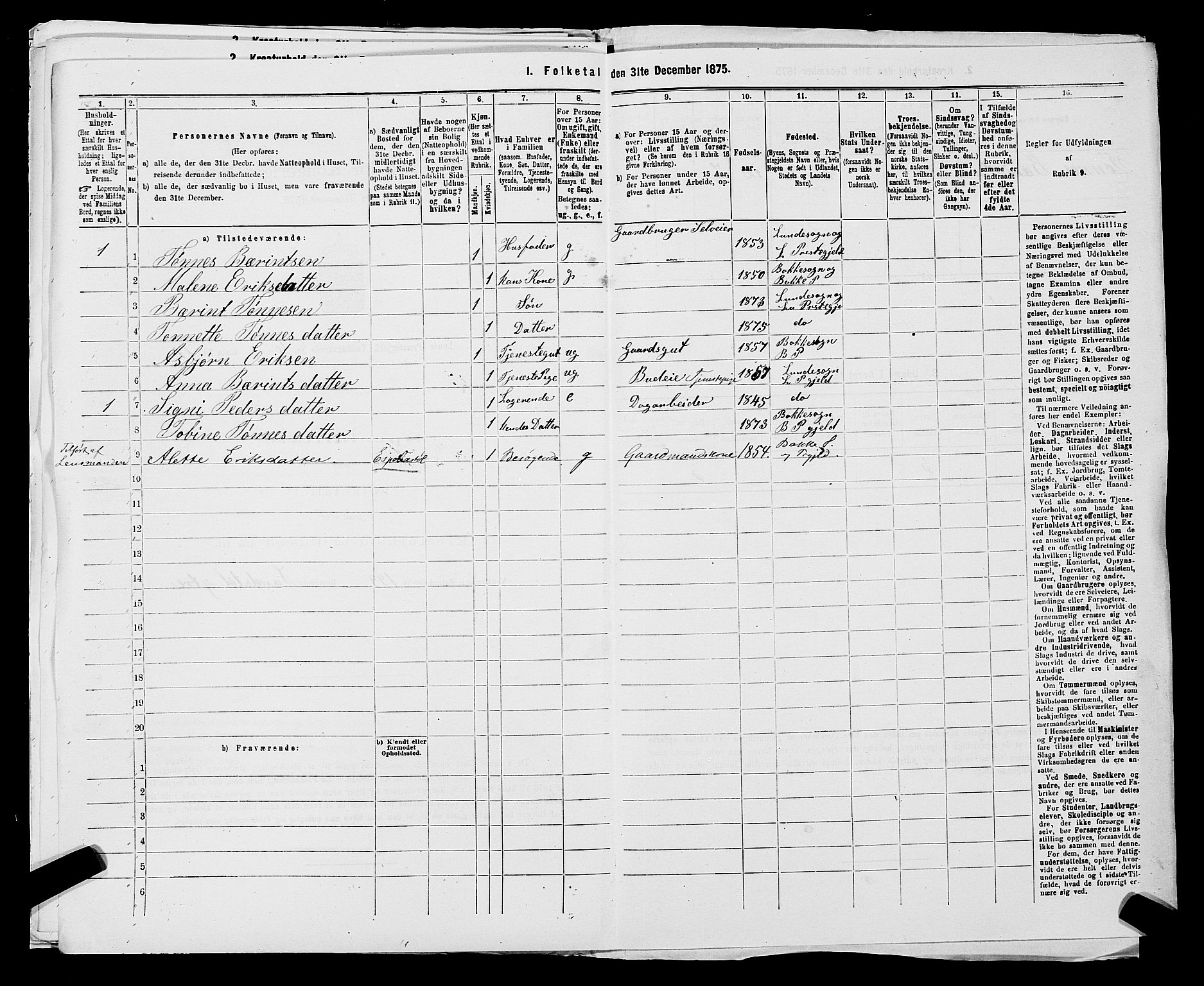 SAST, 1875 census for 1112P Lund, 1875, p. 582