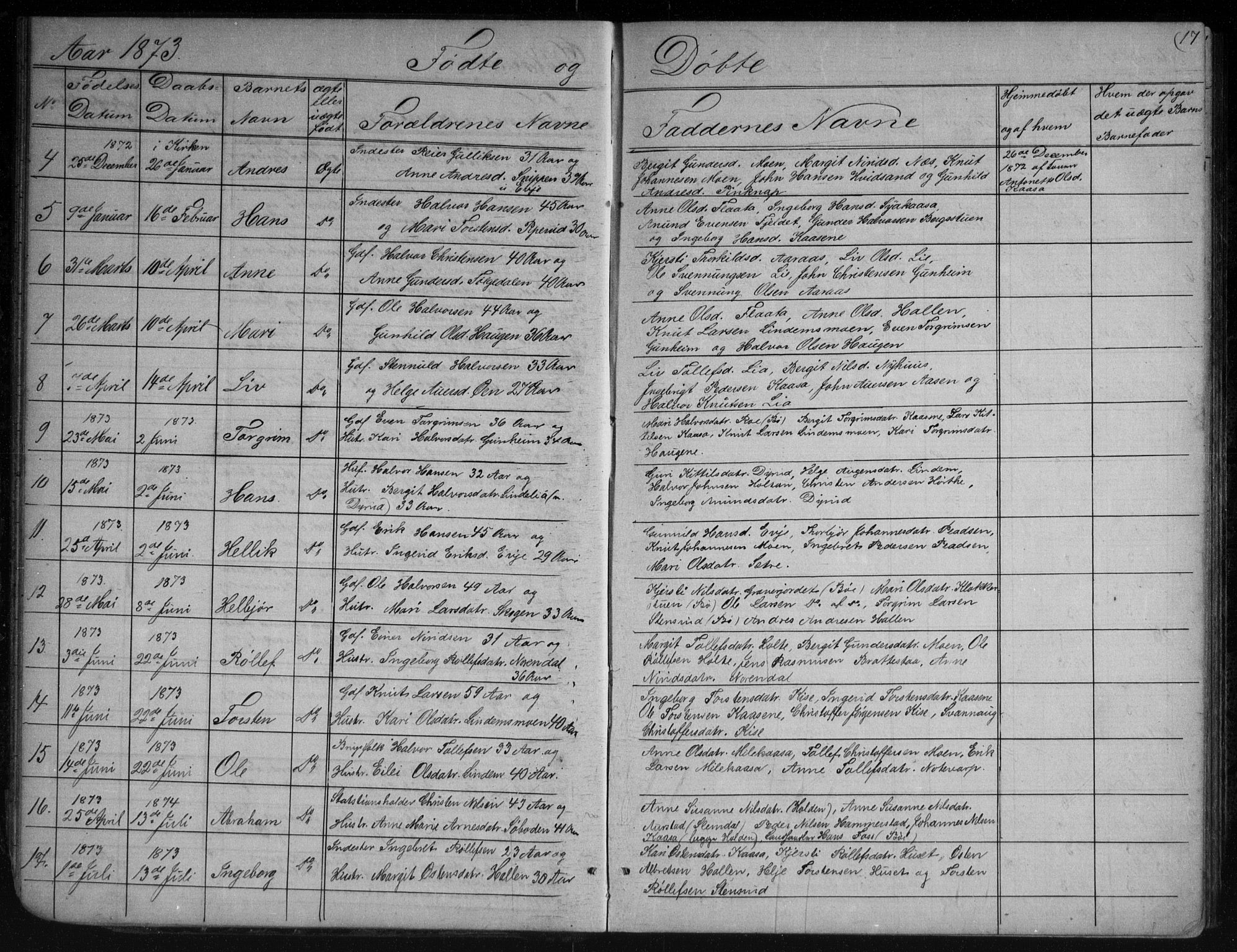 Sauherad kirkebøker, AV/SAKO-A-298/G/Gb/L0002: Parish register (copy) no. II 2, 1866-1897, p. 17