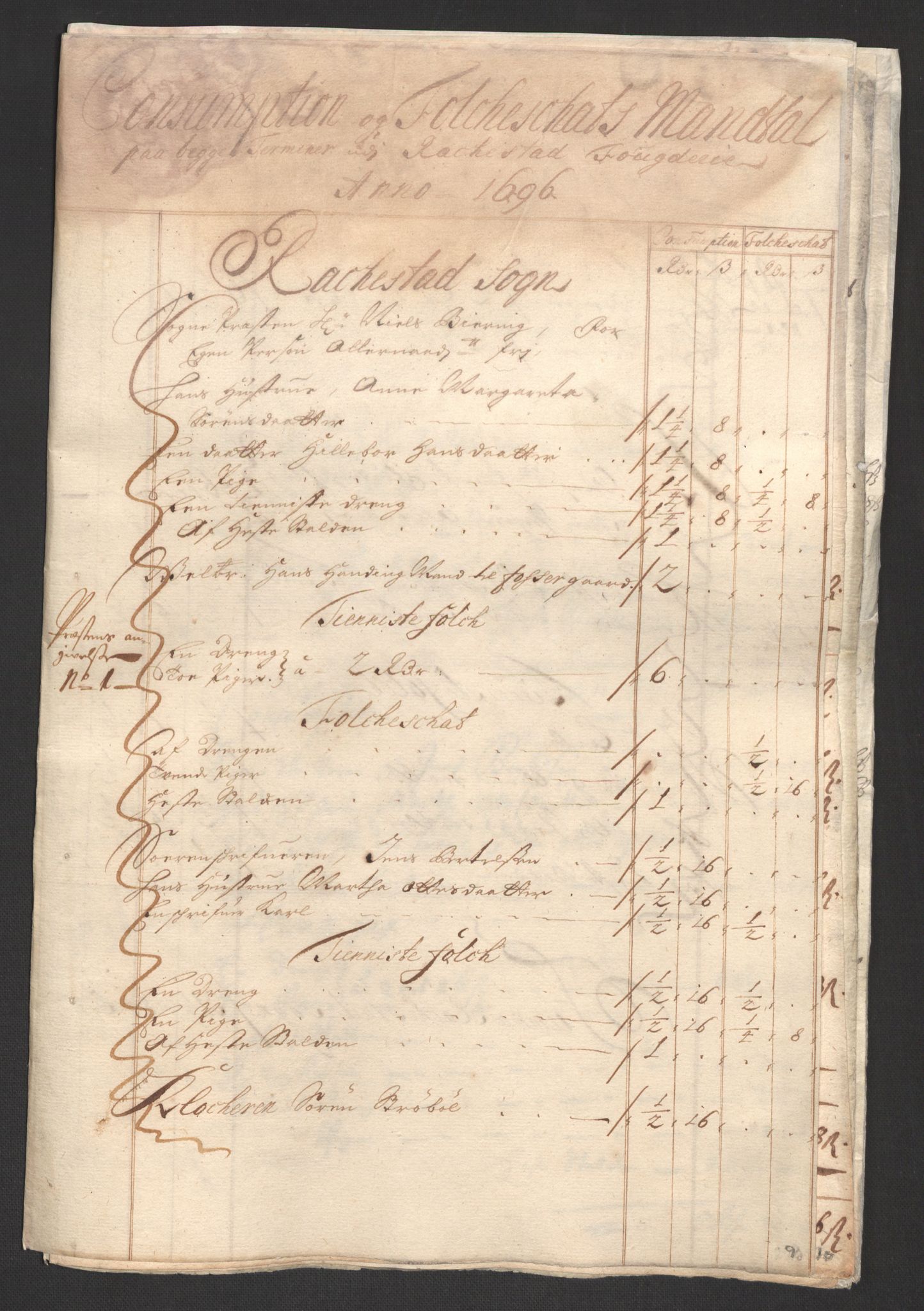 Rentekammeret inntil 1814, Reviderte regnskaper, Fogderegnskap, RA/EA-4092/R07/L0286: Fogderegnskap Rakkestad, Heggen og Frøland, 1696, p. 236