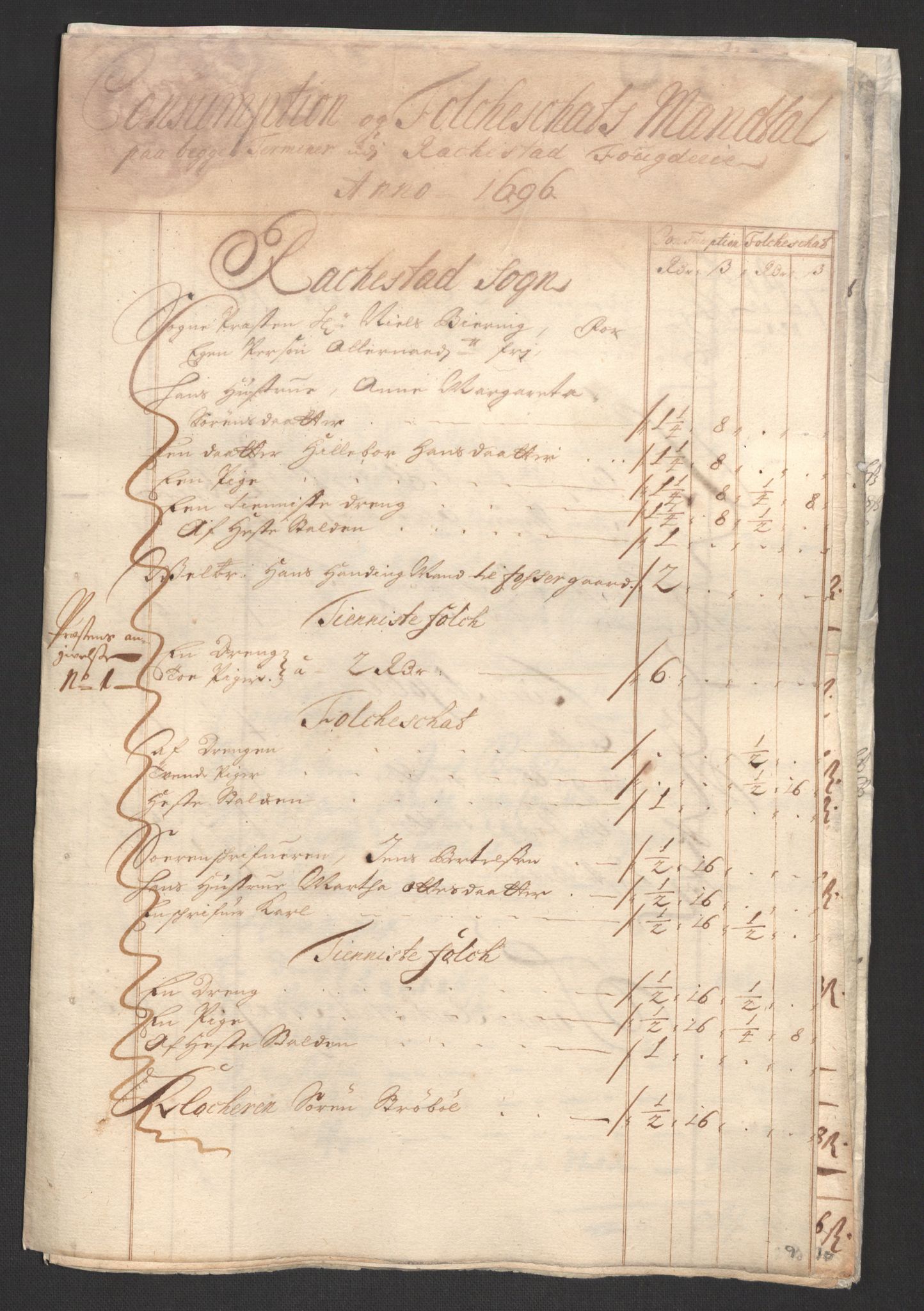 Rentekammeret inntil 1814, Reviderte regnskaper, Fogderegnskap, AV/RA-EA-4092/R07/L0286: Fogderegnskap Rakkestad, Heggen og Frøland, 1696, p. 236