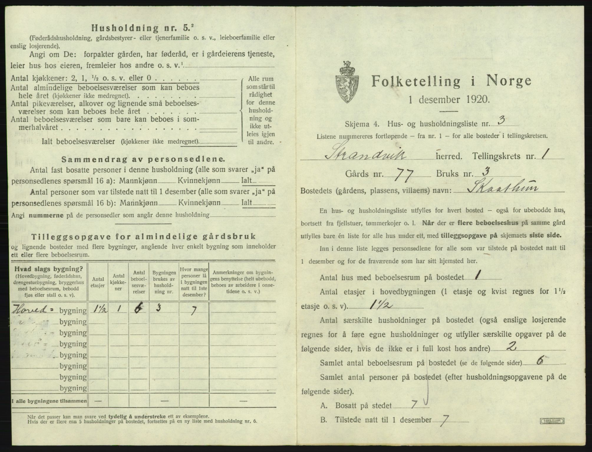 SAB, 1920 census for Strandvik, 1920, p. 32