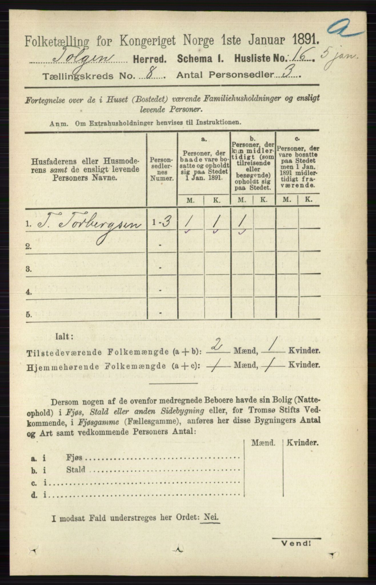 RA, 1891 census for 0436 Tolga, 1891, p. 2352