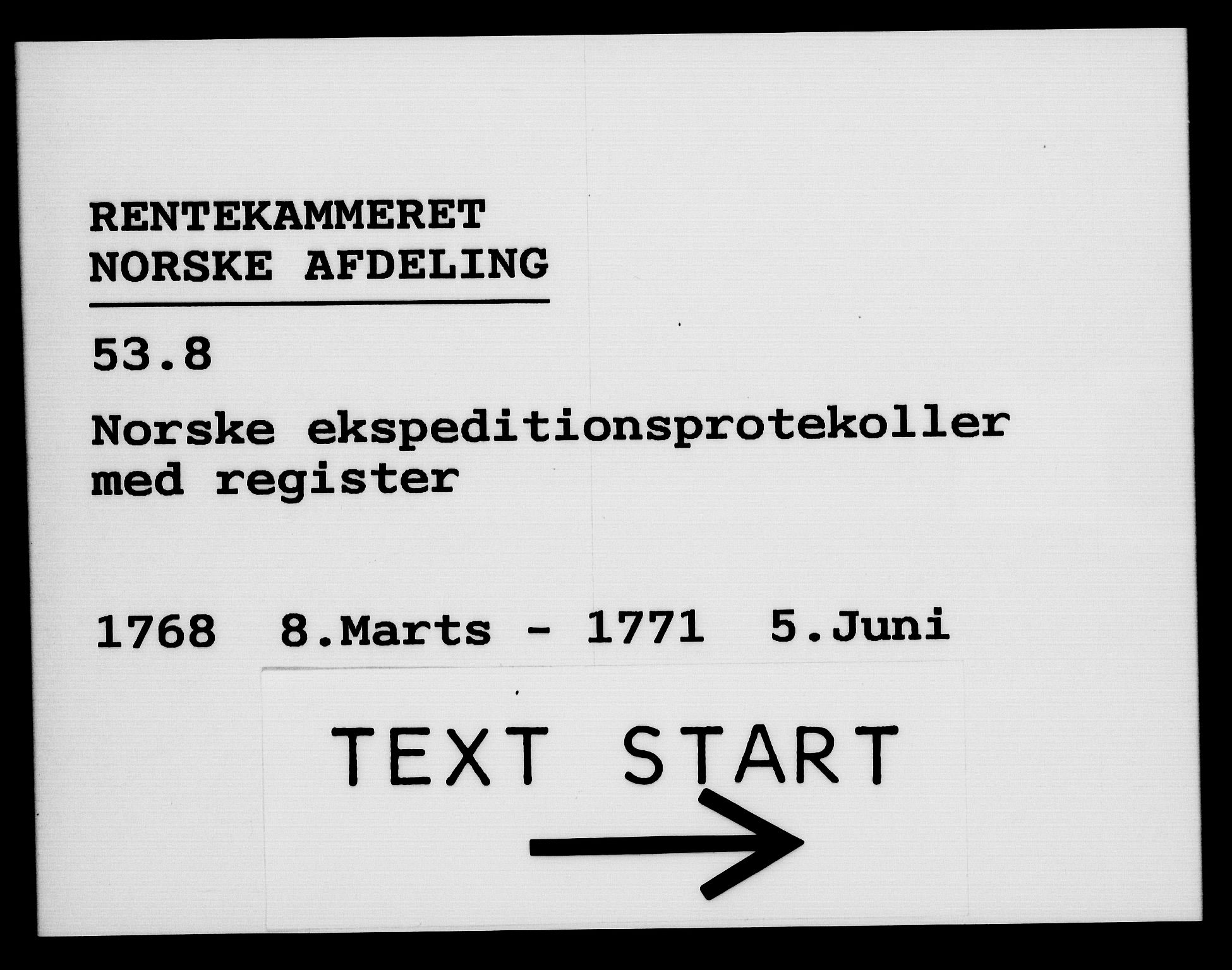 Rentekammeret, Kammerkanselliet, AV/RA-EA-3111/G/Gg/Gga/L0008: Norsk ekspedisjonsprotokoll med register (merket RK 53.8), 1768-1771