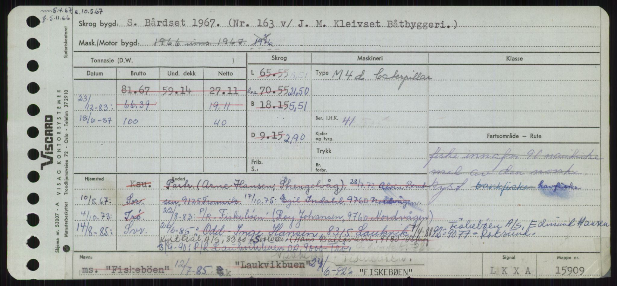 Sjøfartsdirektoratet med forløpere, Skipsmålingen, RA/S-1627/H/Ha/L0002/0001: Fartøy, Eik-Hill / Fartøy, Eik-F, p. 441