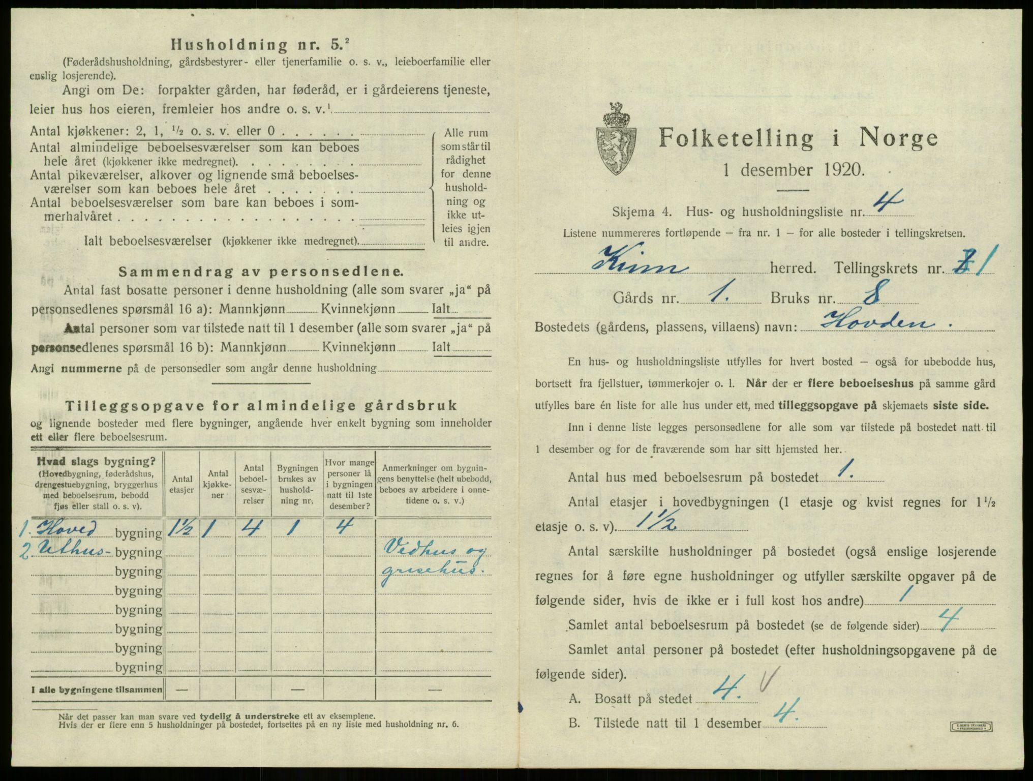 SAB, 1920 census for Kinn, 1920, p. 120