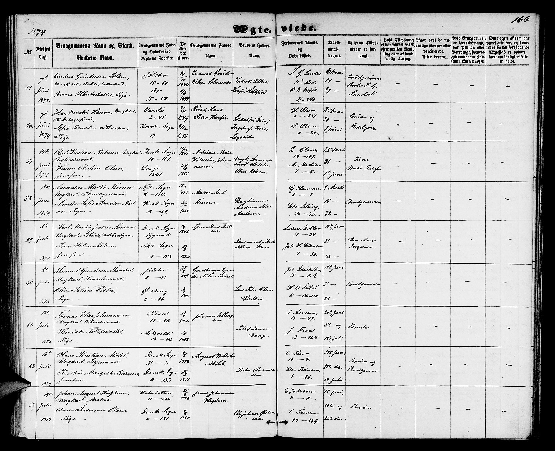 Domkirken sokneprestembete, AV/SAB-A-74801/H/Hab/L0030: Parish register (copy) no. D 2, 1857-1876, p. 166