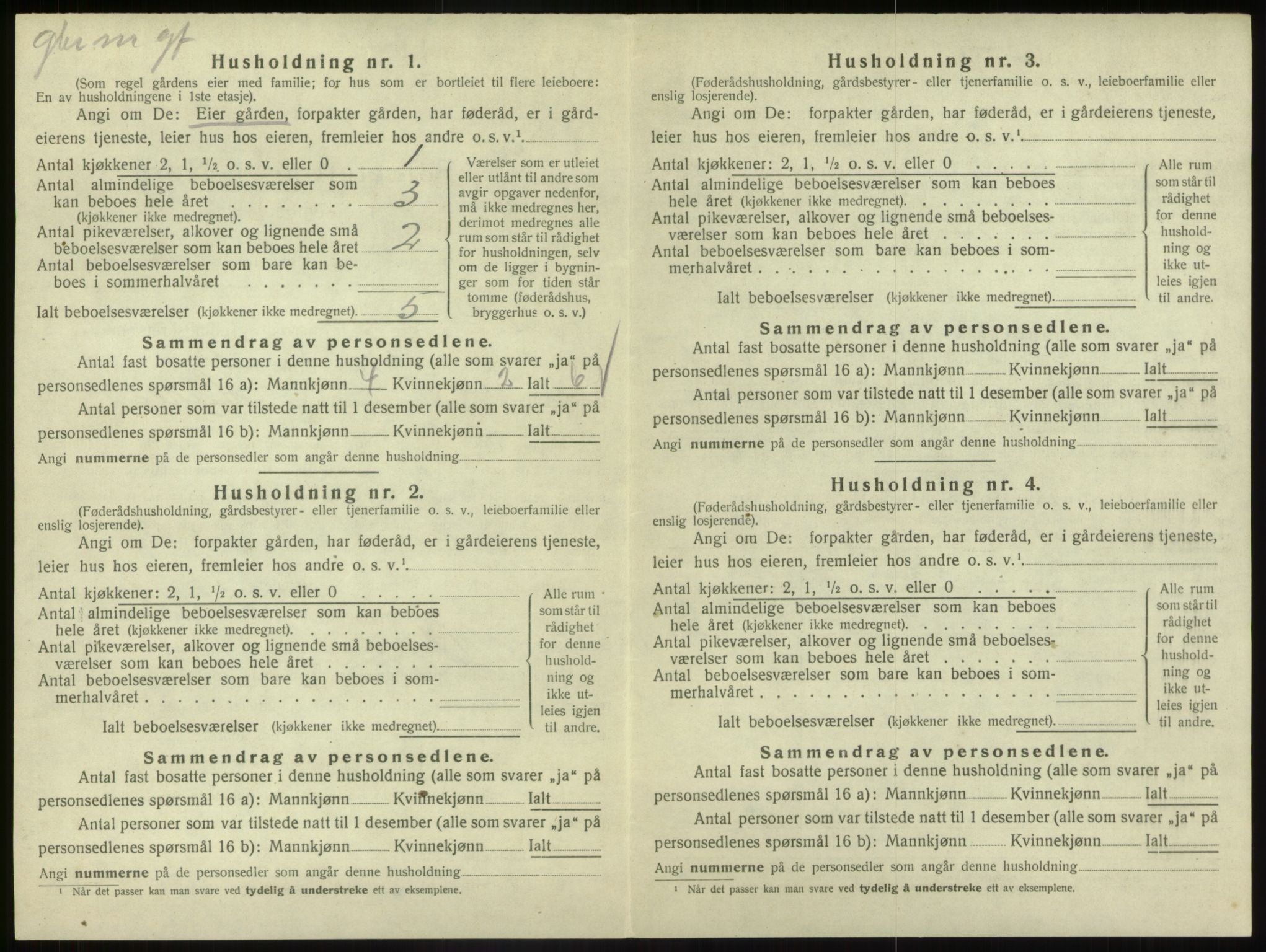 SAB, 1920 census for Vevring, 1920, p. 197