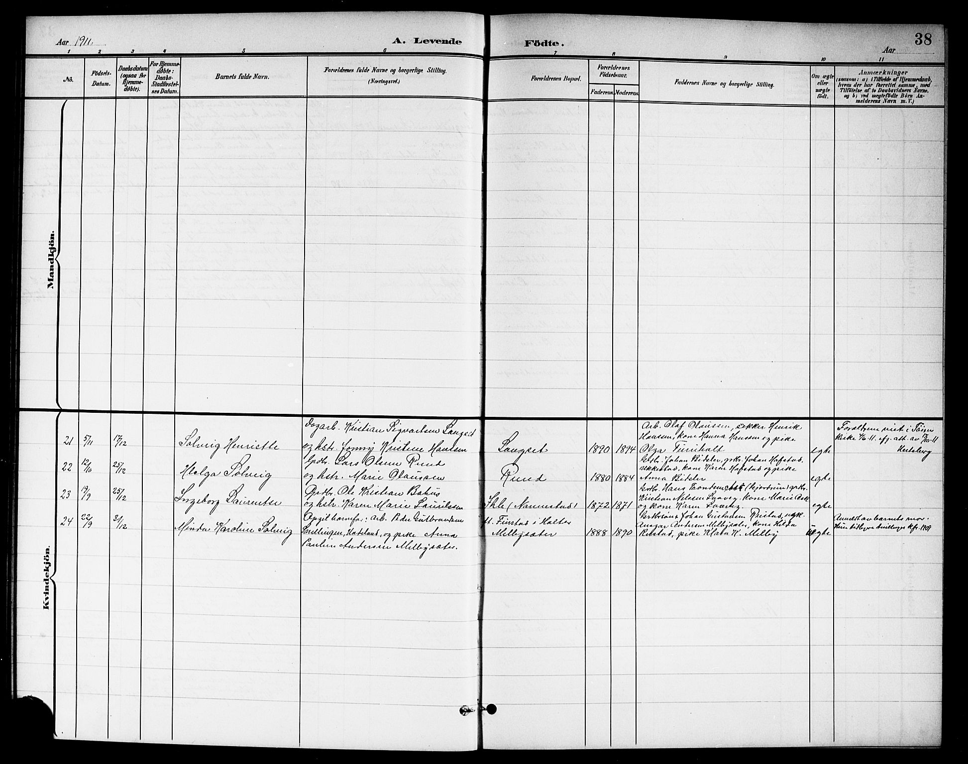 Nannestad prestekontor Kirkebøker, SAO/A-10414a/G/Ga/L0002: Parish register (copy) no. I 2, 1901-1913, p. 38