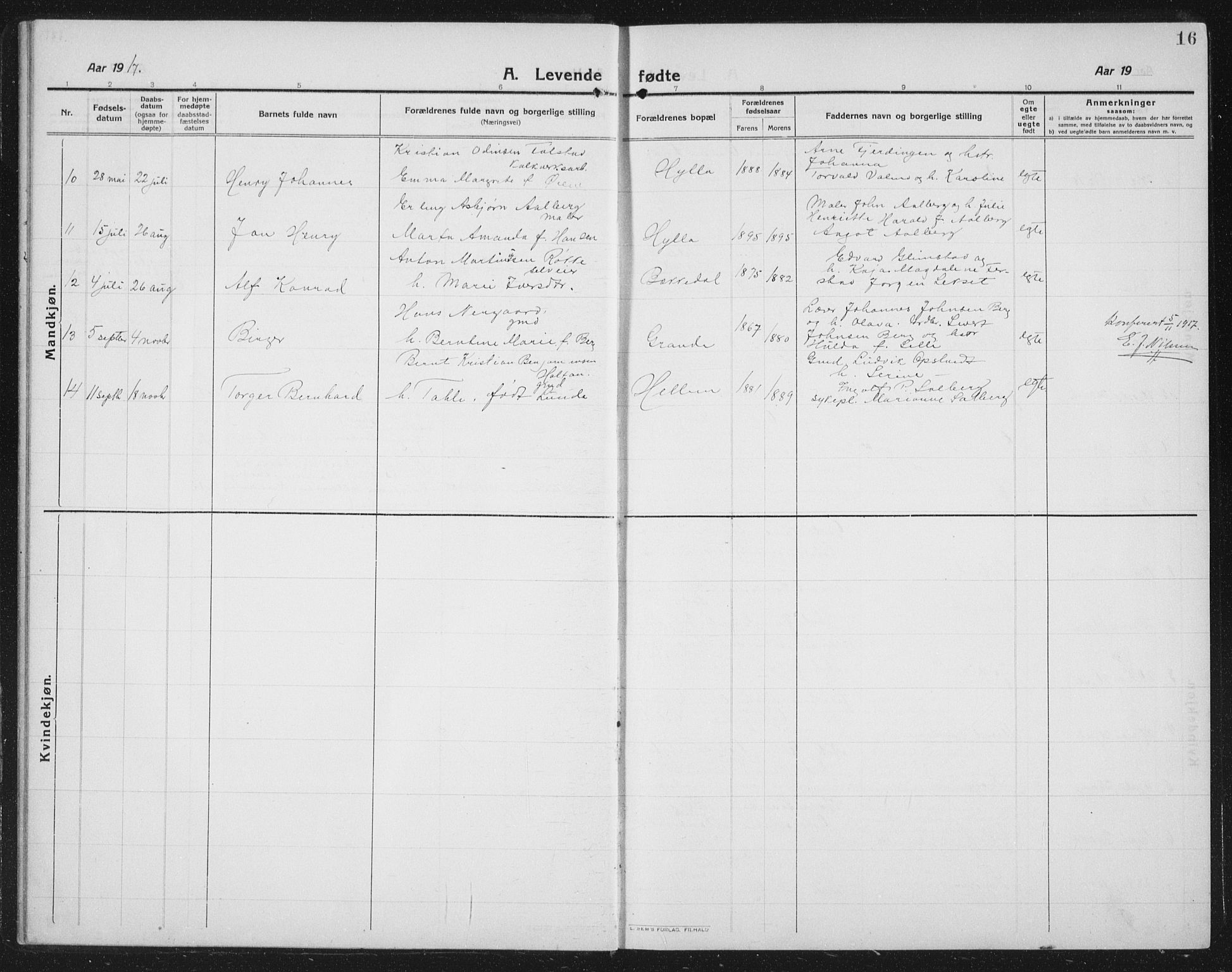 Ministerialprotokoller, klokkerbøker og fødselsregistre - Nord-Trøndelag, SAT/A-1458/731/L0312: Parish register (copy) no. 731C03, 1911-1935, p. 16