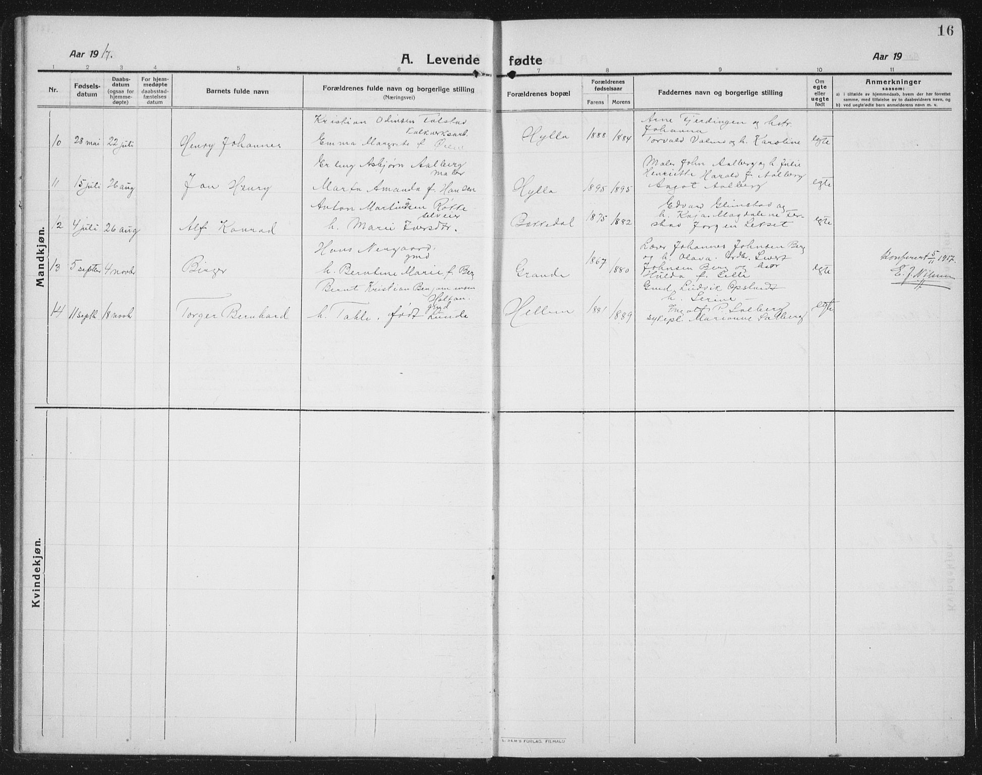 Ministerialprotokoller, klokkerbøker og fødselsregistre - Nord-Trøndelag, AV/SAT-A-1458/731/L0312: Parish register (copy) no. 731C03, 1911-1935, p. 16