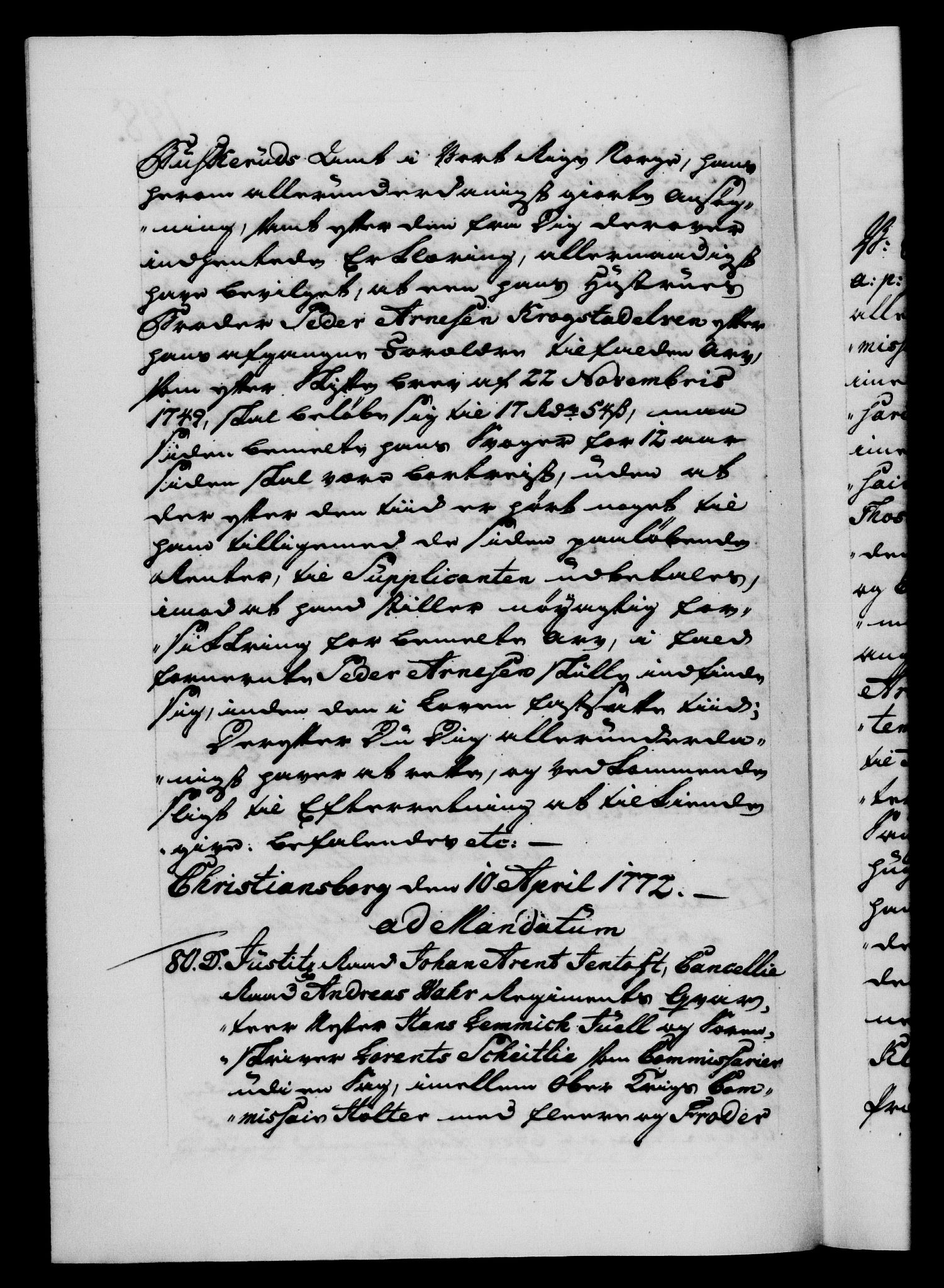 Danske Kanselli 1572-1799, AV/RA-EA-3023/F/Fc/Fca/Fcab/L0040: Norske tegnelser "Norske eller 3. depts. missiver", 1771-1773, p. 198b