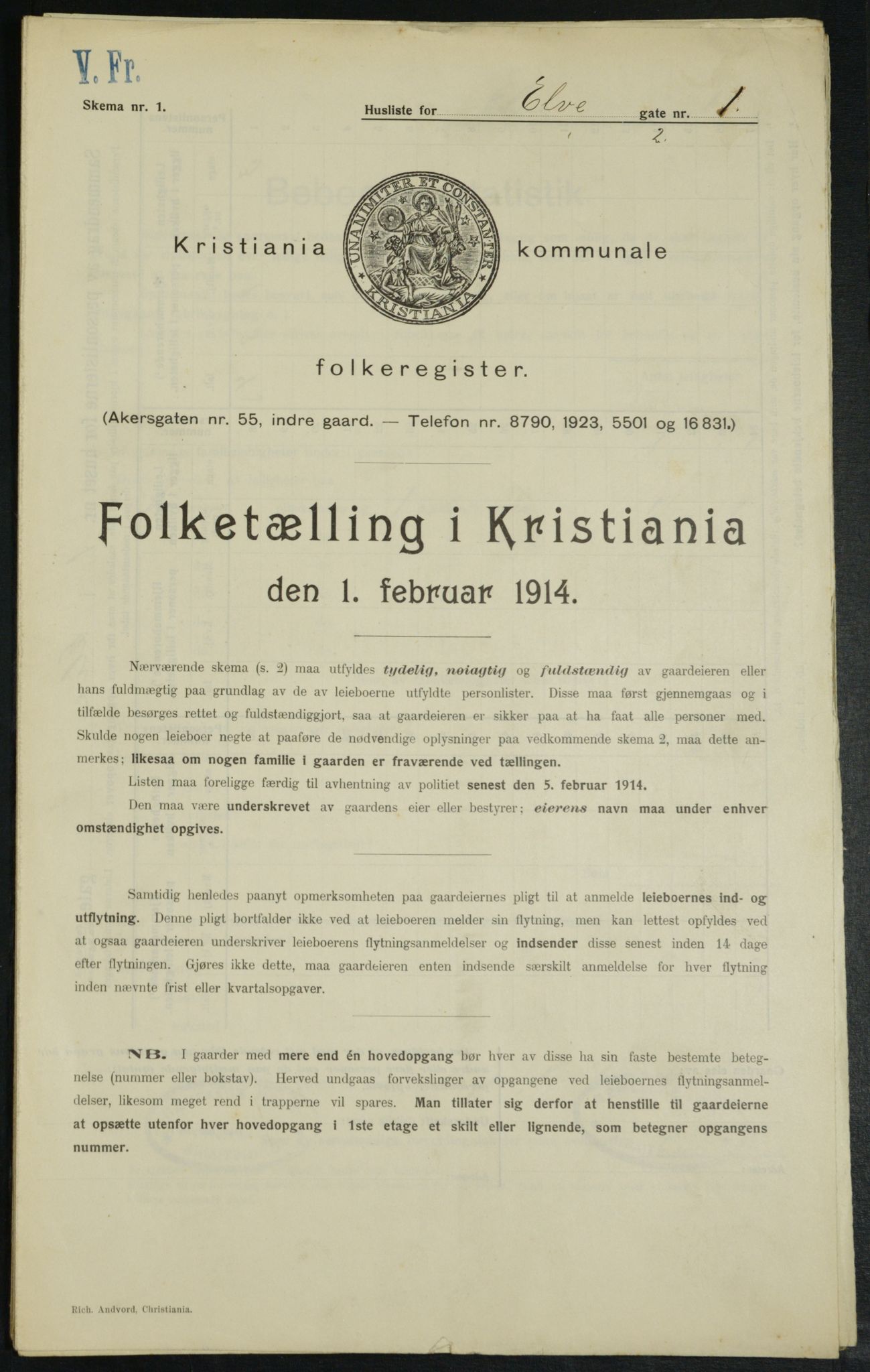 OBA, Municipal Census 1914 for Kristiania, 1914, p. 21054