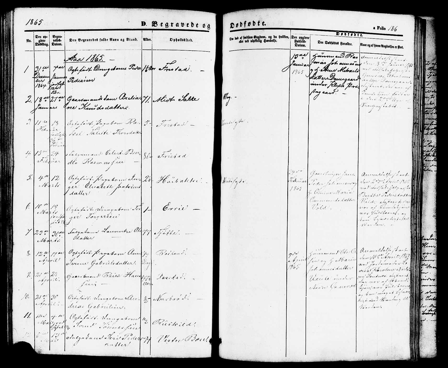 Klepp sokneprestkontor, SAST/A-101803/001/3/30BB/L0002: Parish register (copy) no. B 2, 1860-1875, p. 186