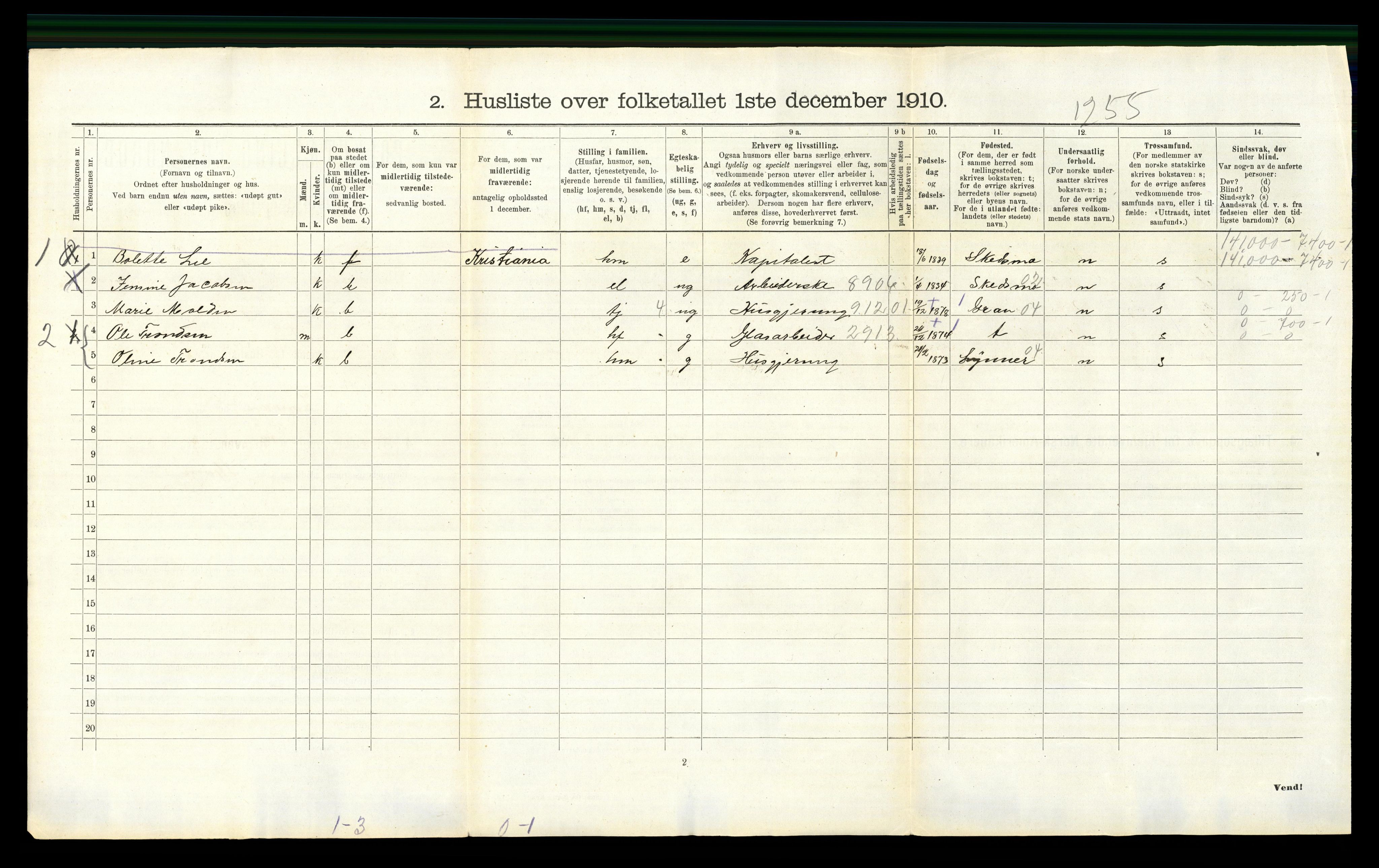 RA, 1910 census for Jevnaker, 1910, p. 642