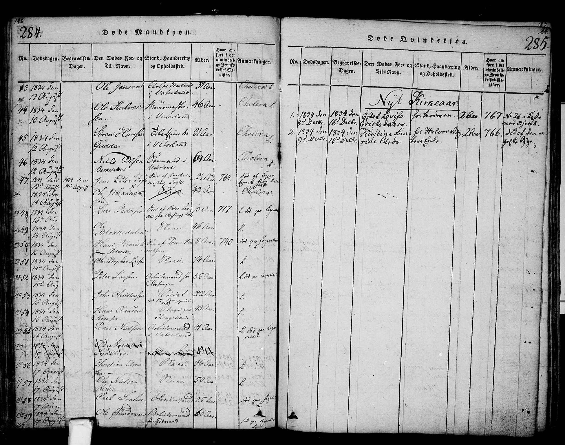 Fredrikstad prestekontor Kirkebøker, AV/SAO-A-11082/F/Fa/L0004: Parish register (official) no. 4, 1816-1834, p. 284-285