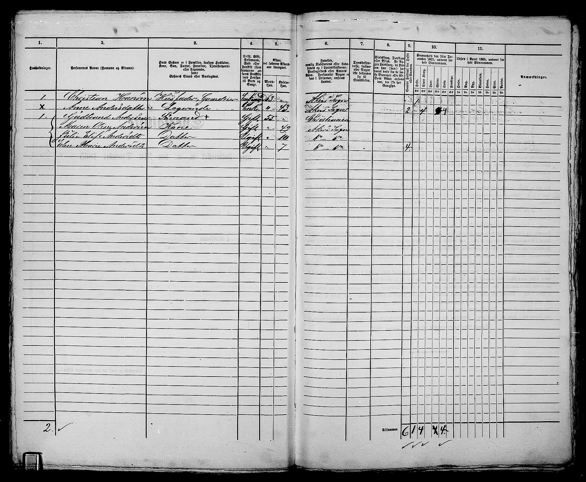 RA, 1865 census for Kristiania, 1865, p. 3547