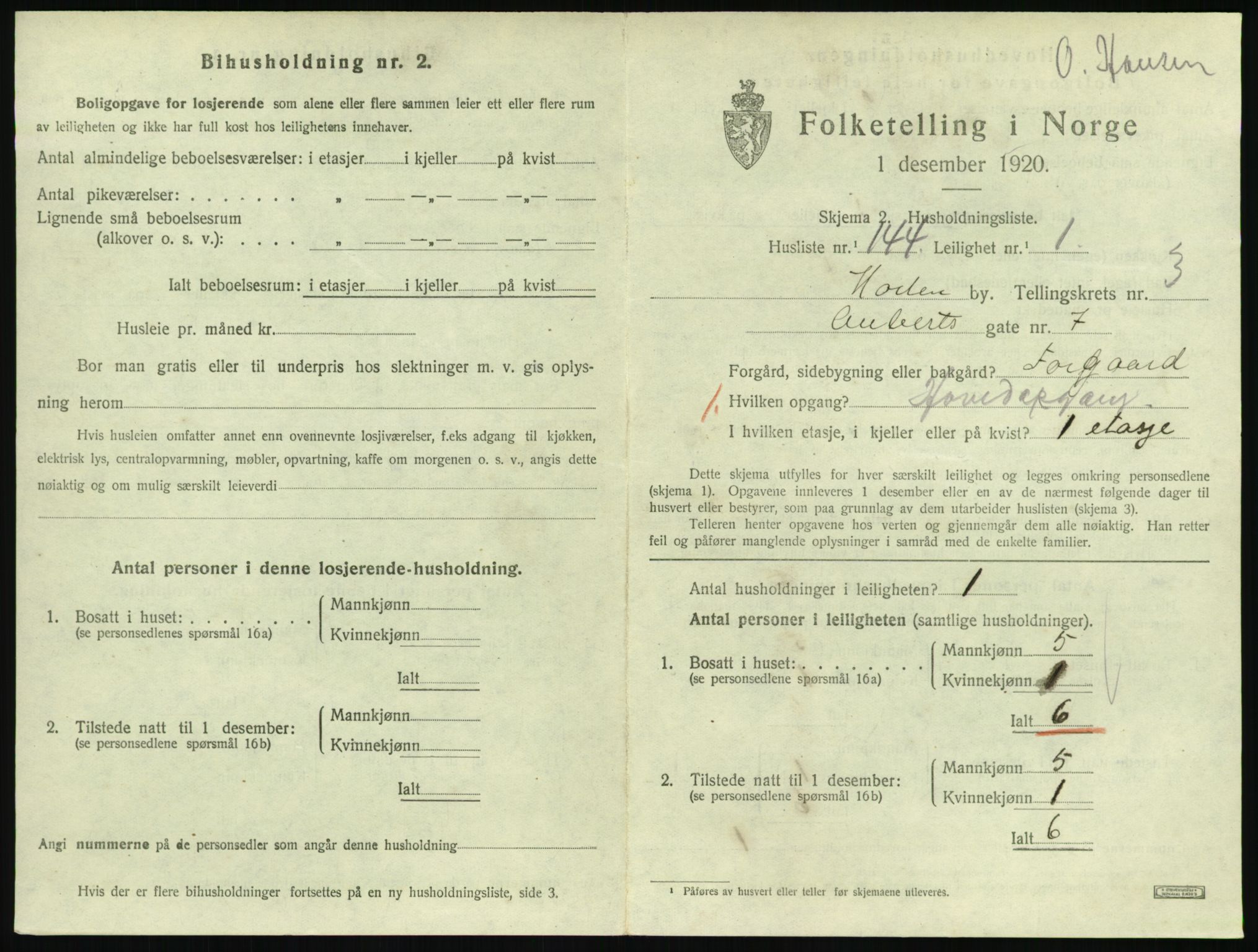 SAKO, 1920 census for Horten, 1920, p. 4603