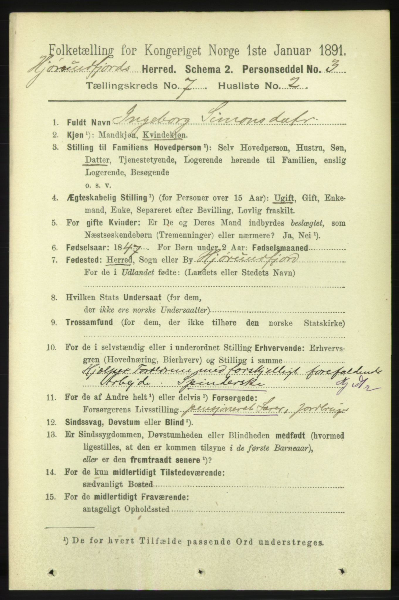 RA, 1891 census for 1522 Hjørundfjord, 1891, p. 1515