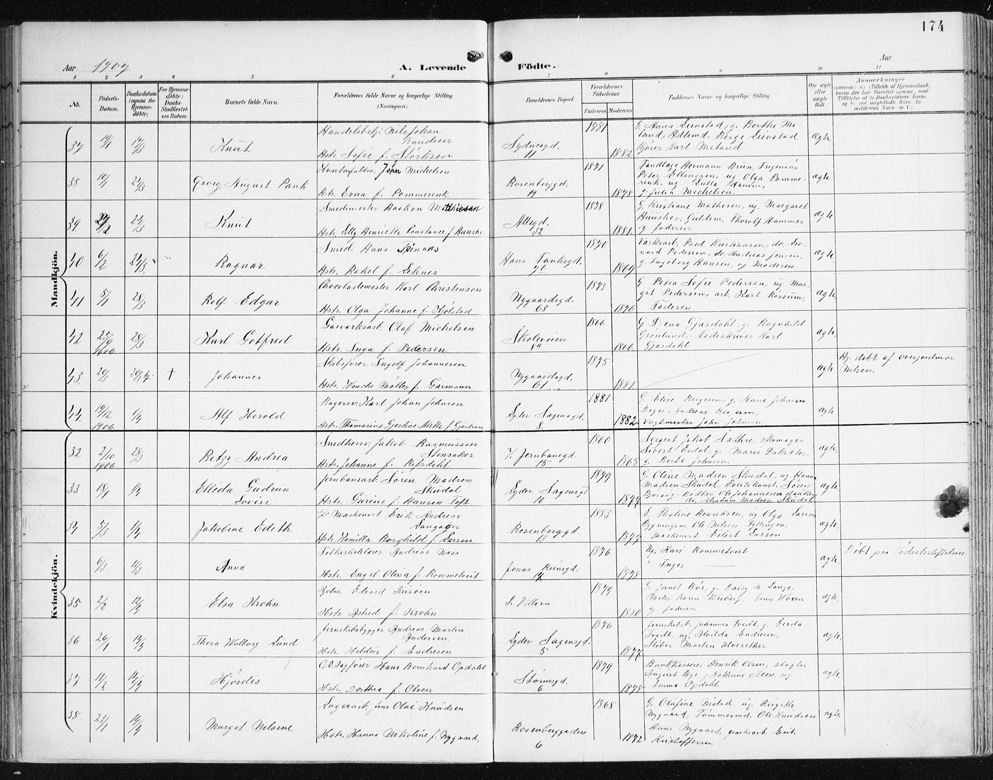 Johanneskirken sokneprestembete, AV/SAB-A-76001/H/Haa/L0002: Parish register (official) no. A 2, 1900-1912, p. 174