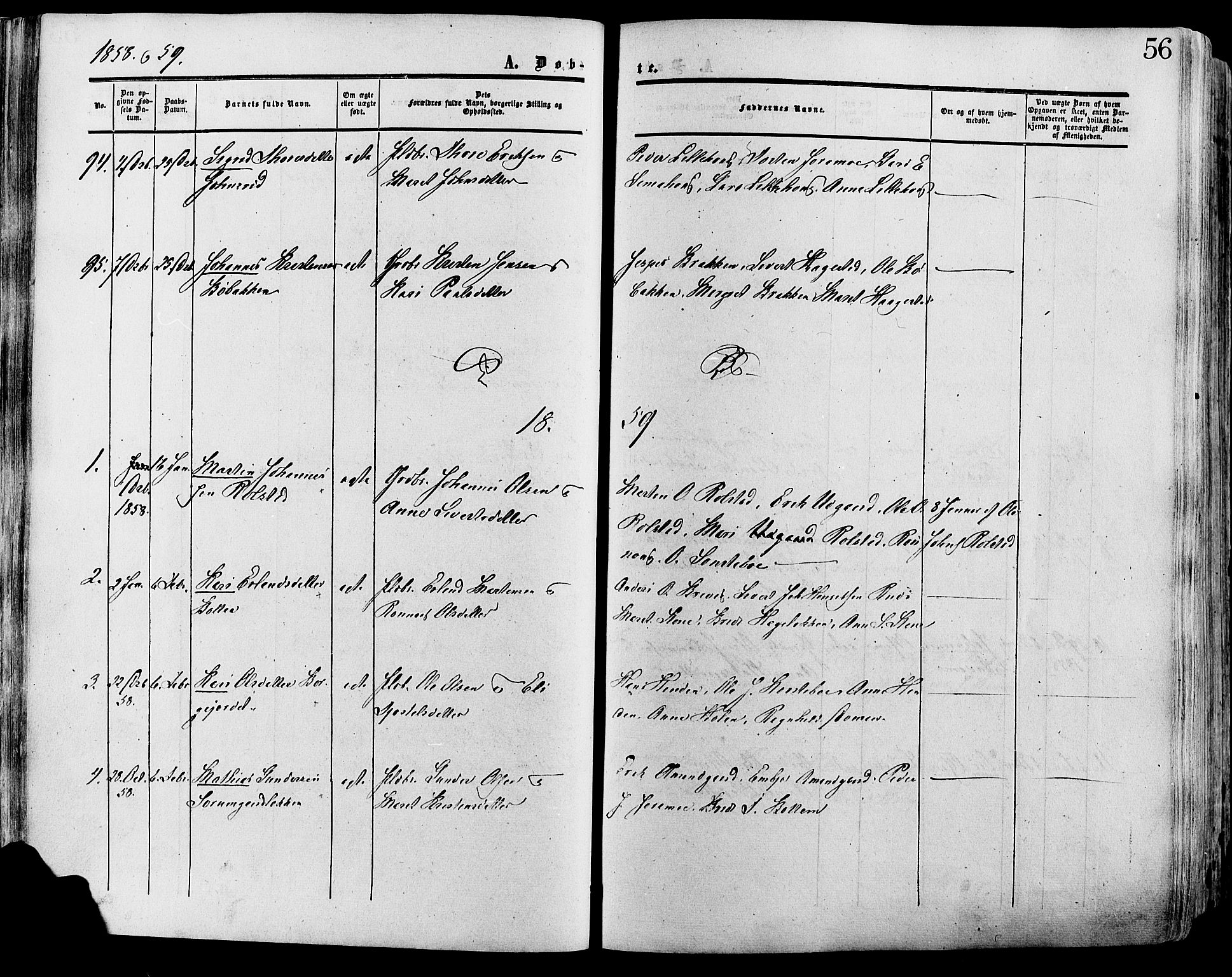 Lesja prestekontor, SAH/PREST-068/H/Ha/Haa/L0008: Parish register (official) no. 8, 1854-1880, p. 56