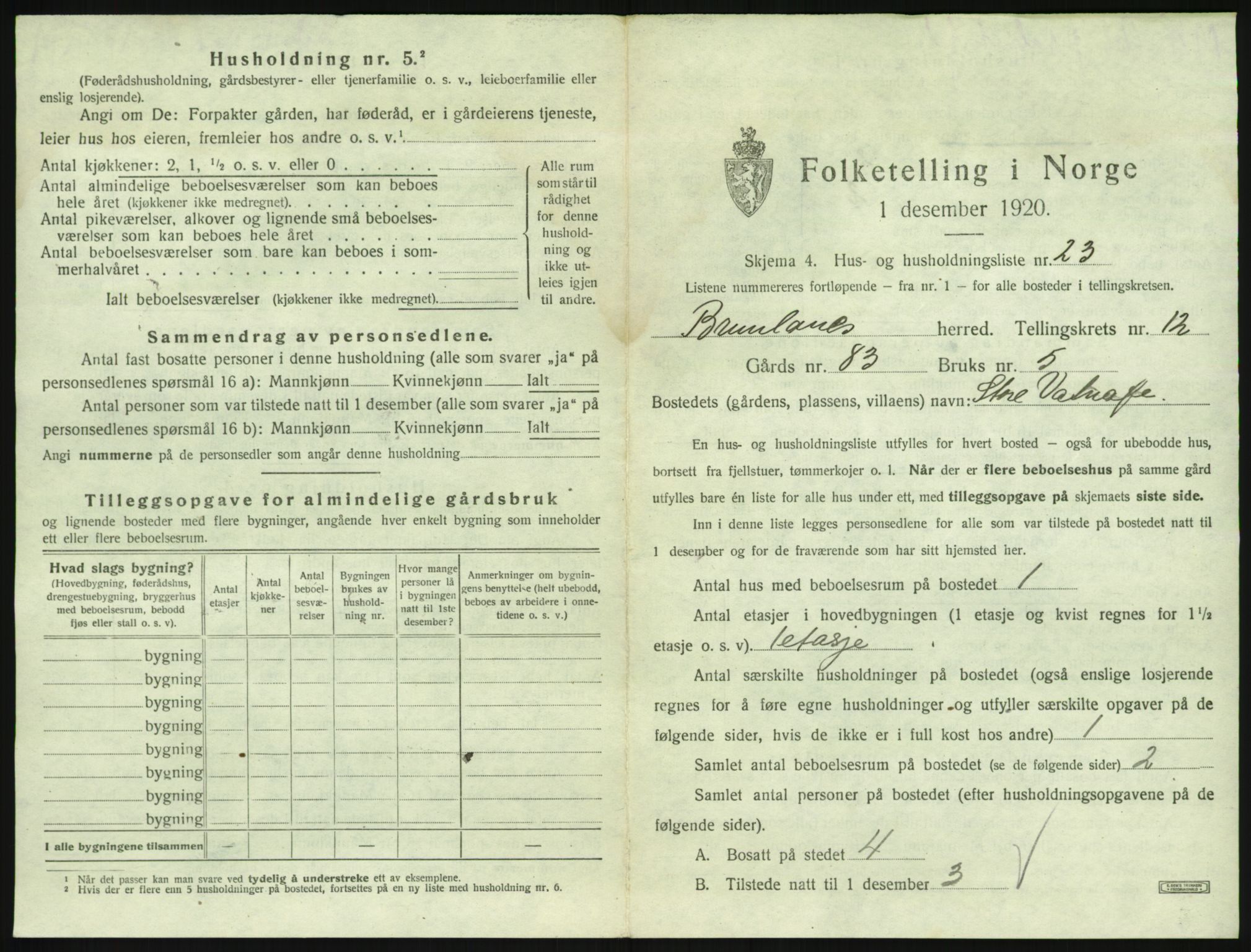 SAKO, 1920 census for Brunlanes, 1920, p. 1741