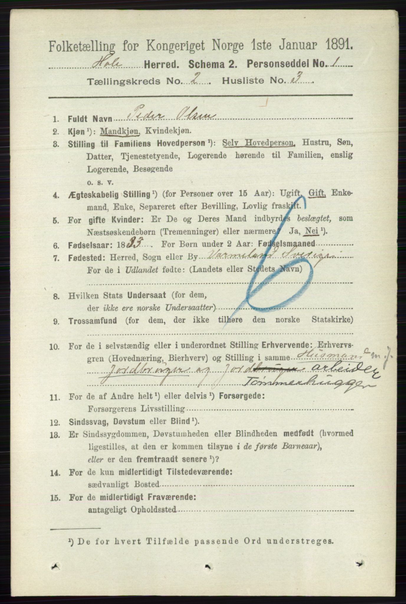 RA, 1891 census for 0612 Hole, 1891, p. 744