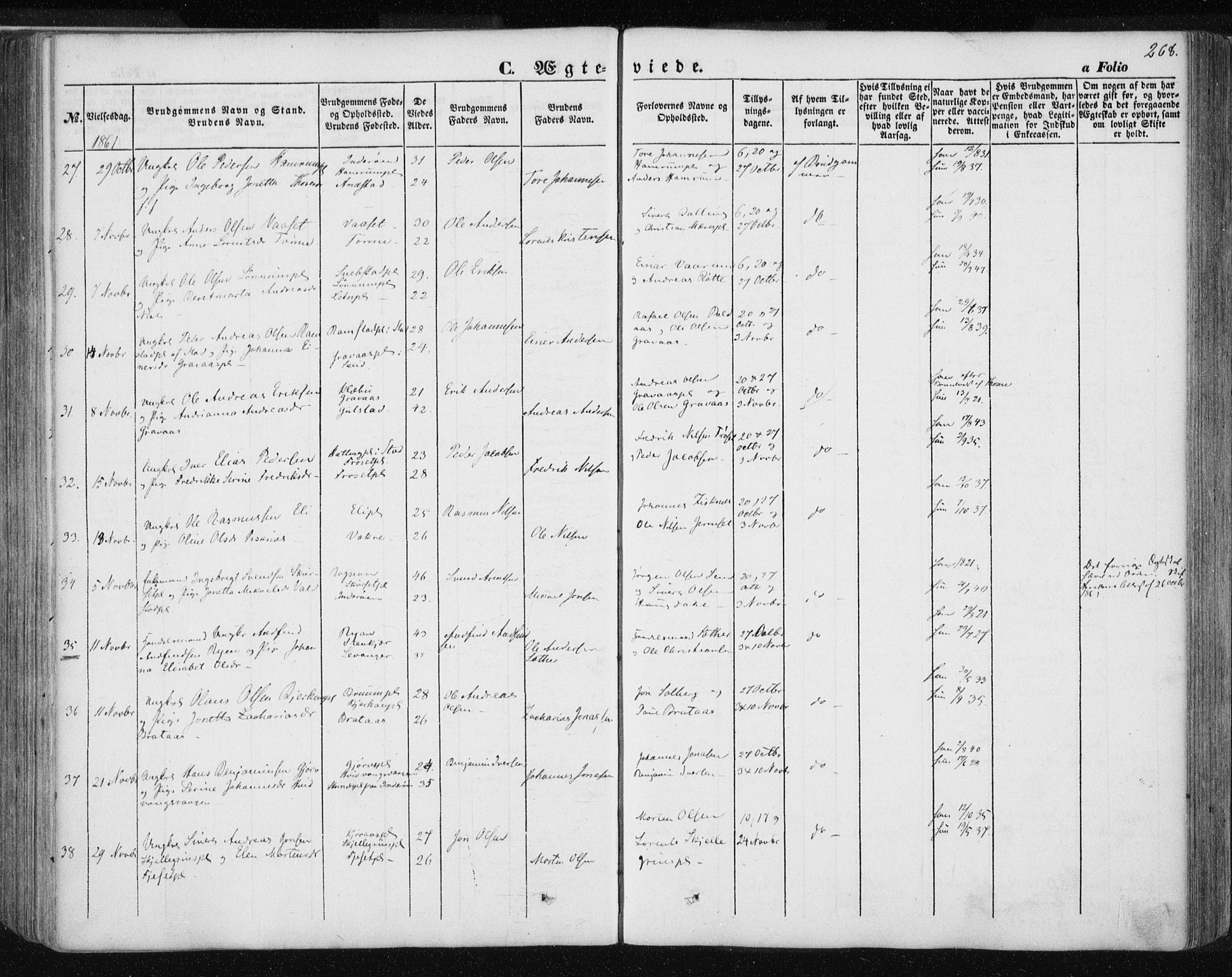 Ministerialprotokoller, klokkerbøker og fødselsregistre - Nord-Trøndelag, SAT/A-1458/735/L0342: Parish register (official) no. 735A07 /1, 1849-1862, p. 268