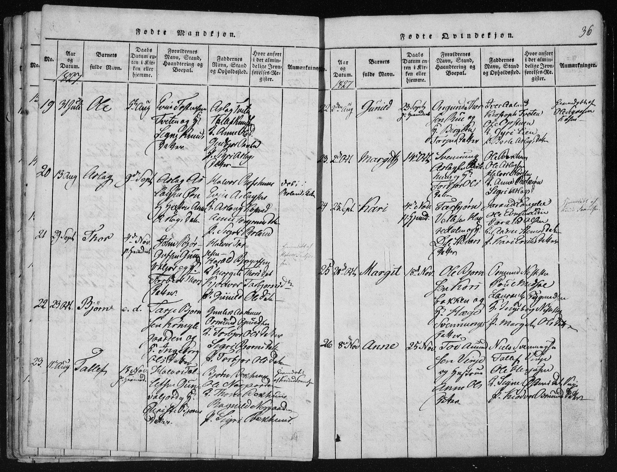 Vinje kirkebøker, SAKO/A-312/F/Fa/L0003: Parish register (official) no. I 3, 1814-1843, p. 36
