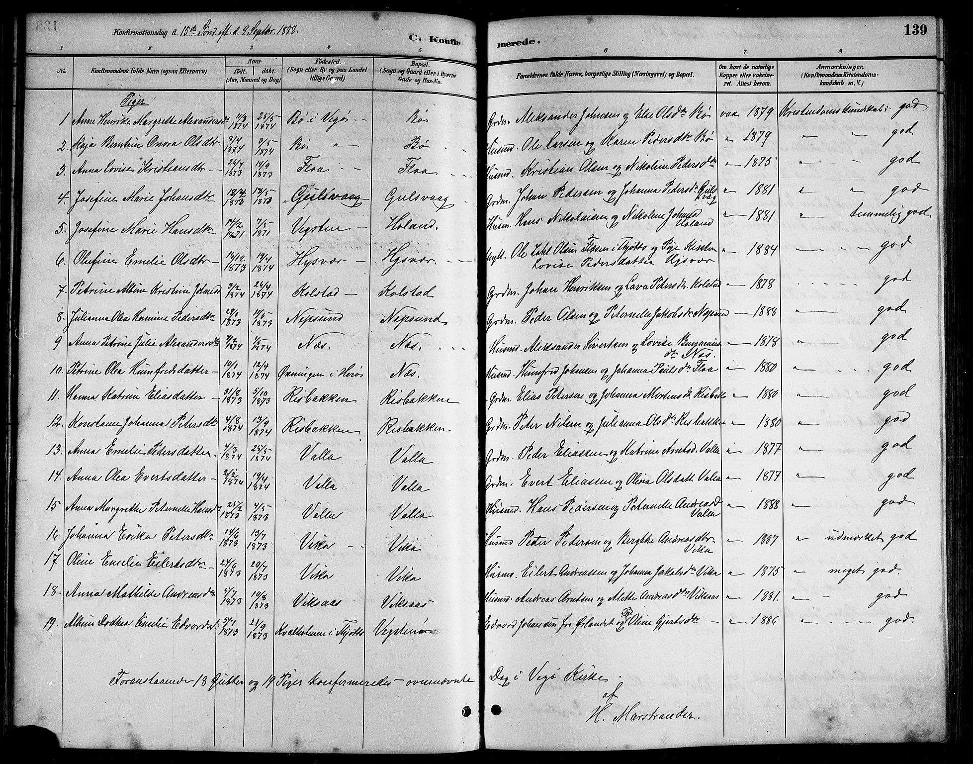 Ministerialprotokoller, klokkerbøker og fødselsregistre - Nordland, AV/SAT-A-1459/816/L0253: Parish register (copy) no. 816C03, 1886-1905, p. 139