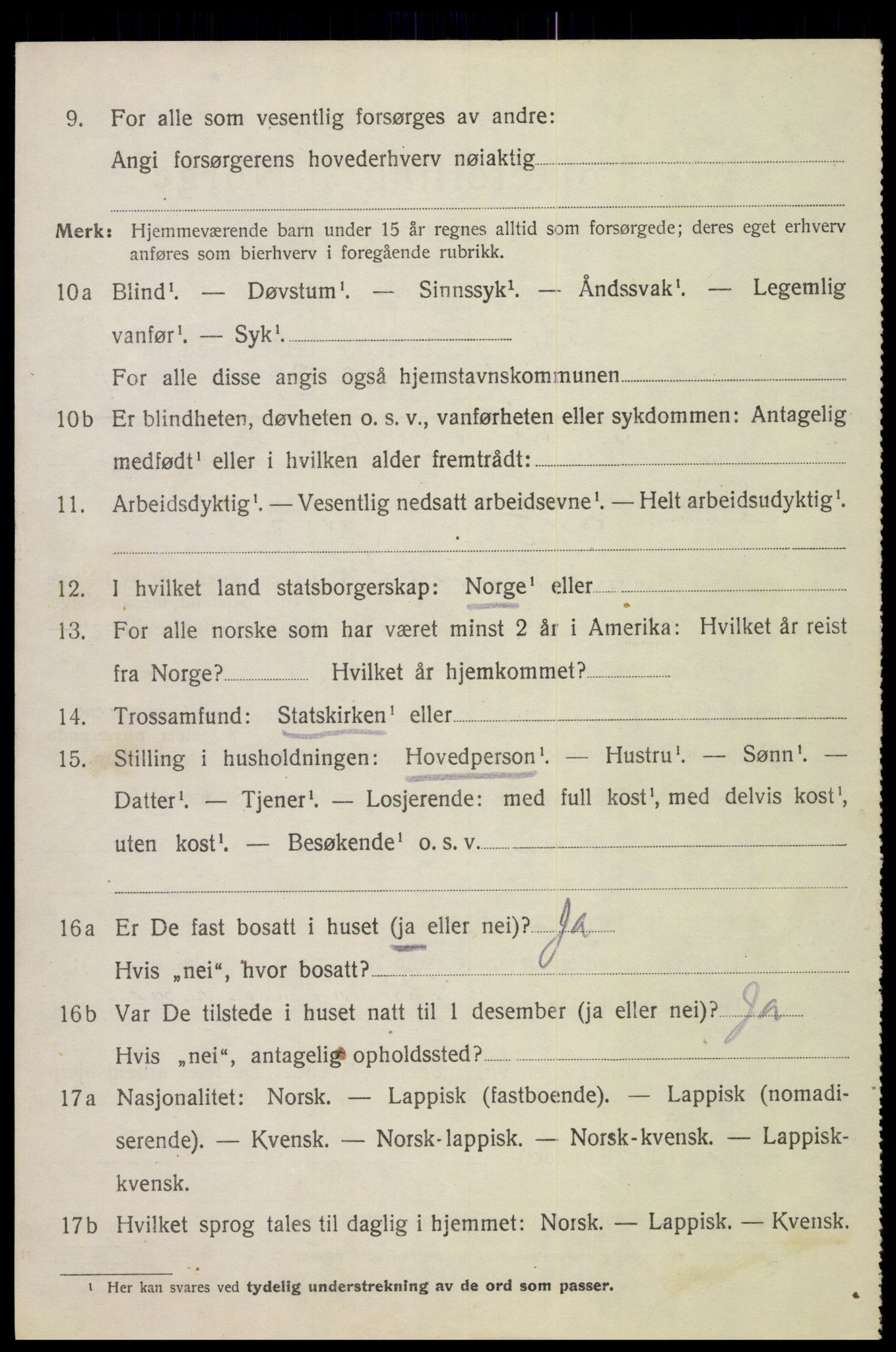 SAT, 1920 census for Bø, 1920, p. 7275