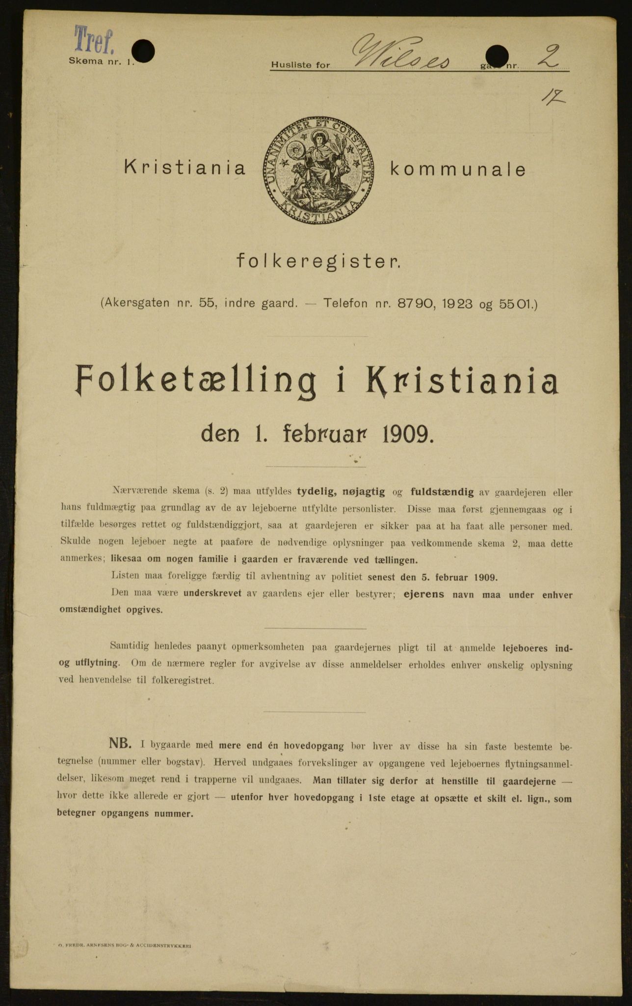 OBA, Municipal Census 1909 for Kristiania, 1909, p. 116433