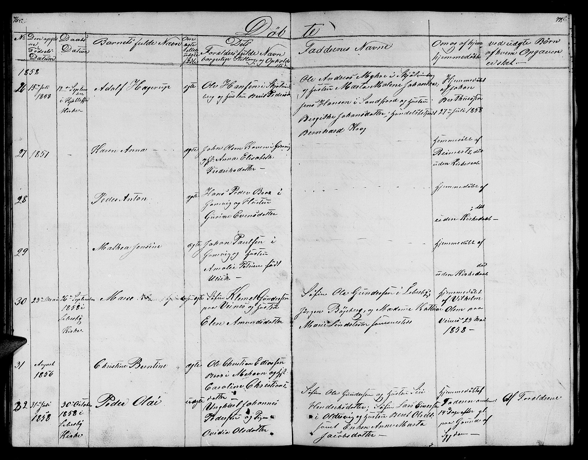 Lebesby sokneprestkontor, AV/SATØ-S-1353/H/Hb/L0001klokker: Parish register (copy) no. 1, 1846-1862, p. 76-77